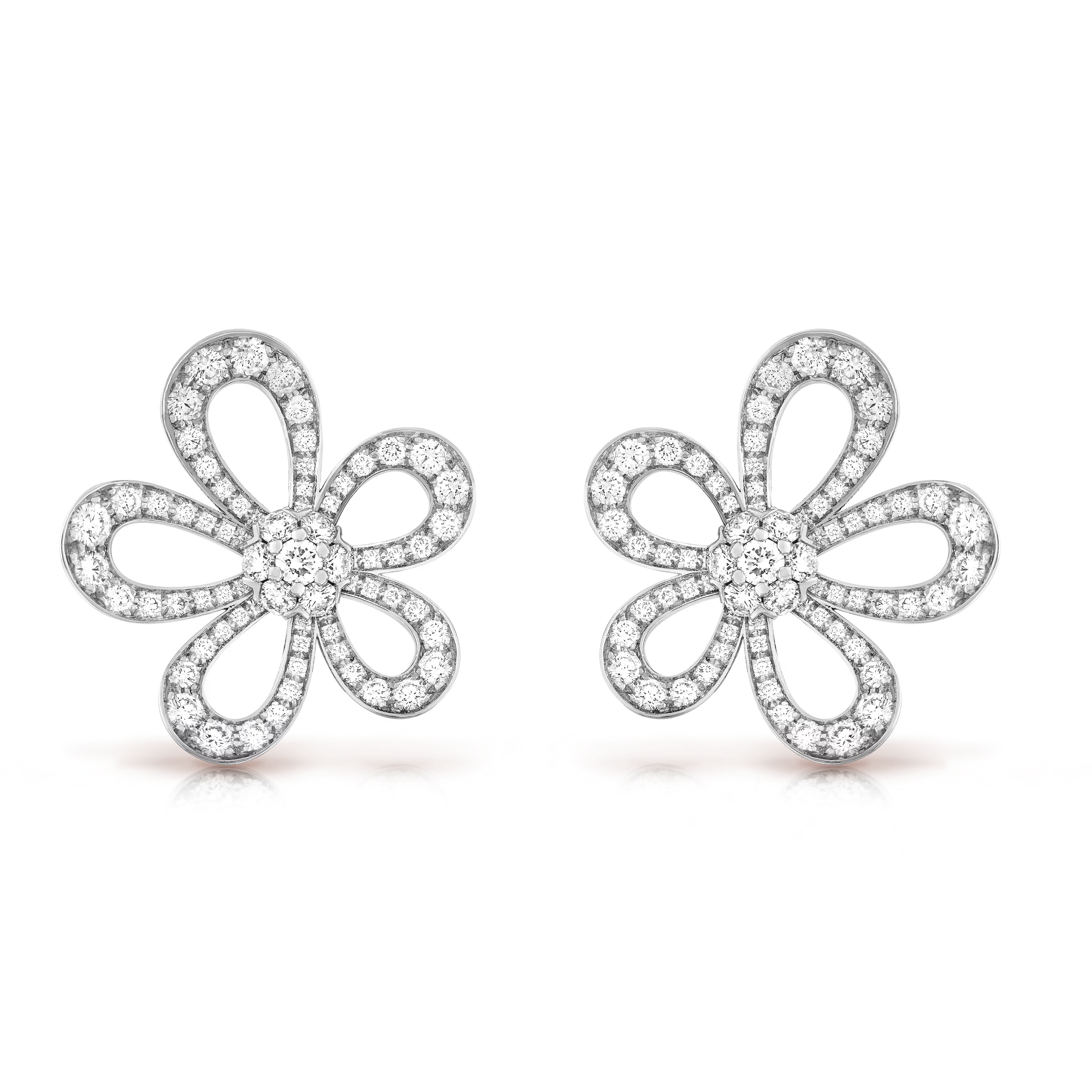 VCEV006 18k White Gold Van Cleef & Arpels Flowerlace earring clip - ccfashionjewelry