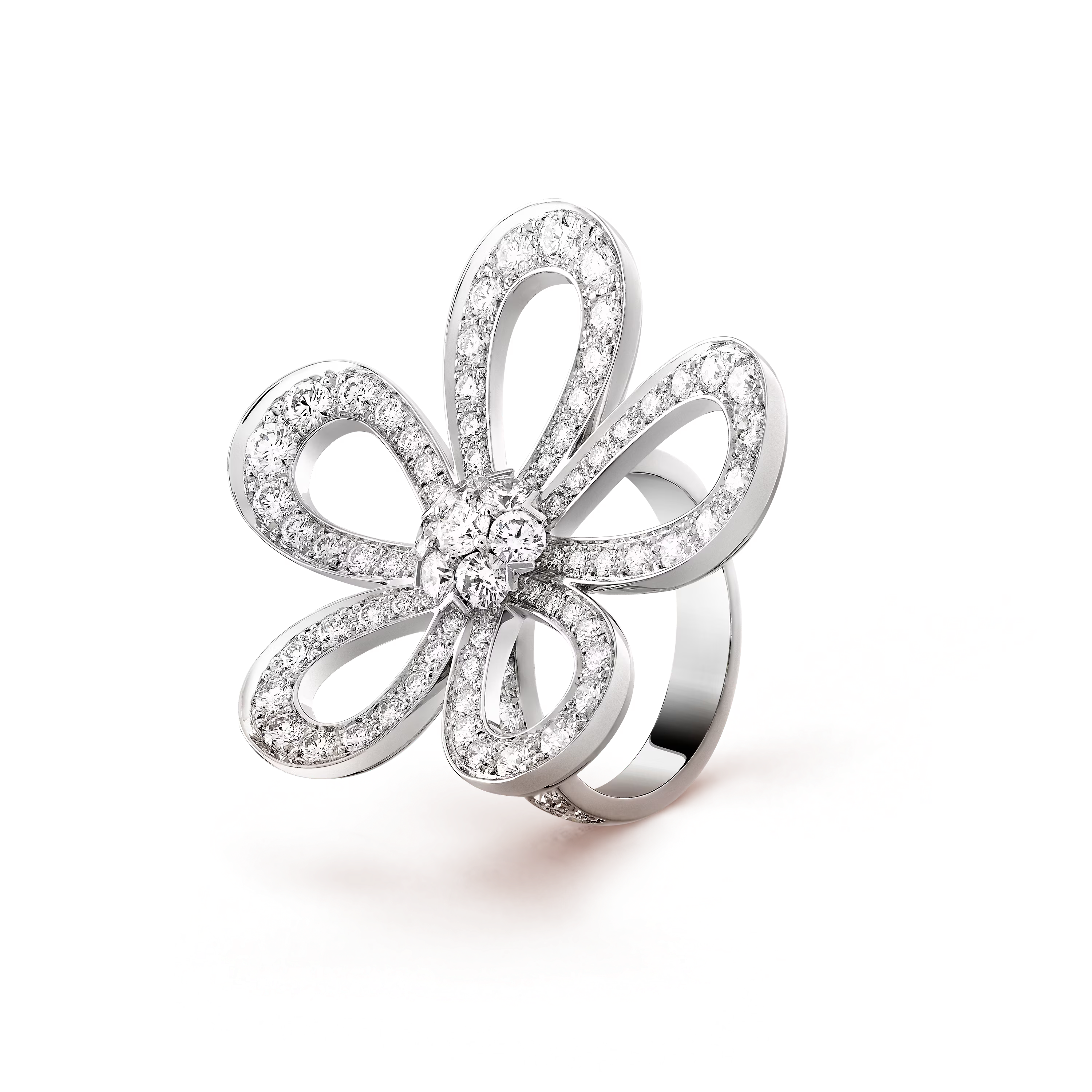 VCRV005 18k White Gold VCA Flowerlace diamonds Ring - ccfashionjewelry