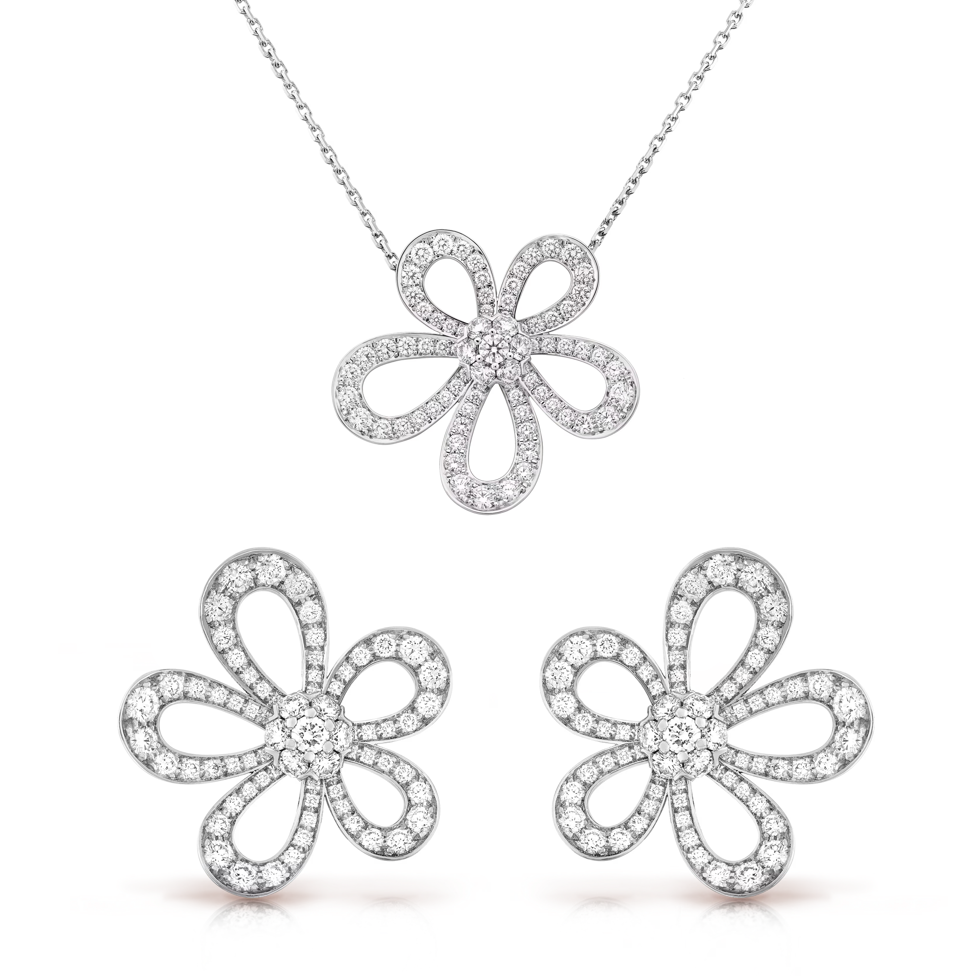 VCT012 VCA Flowerlace necklace Earring set - ccjewelryacc