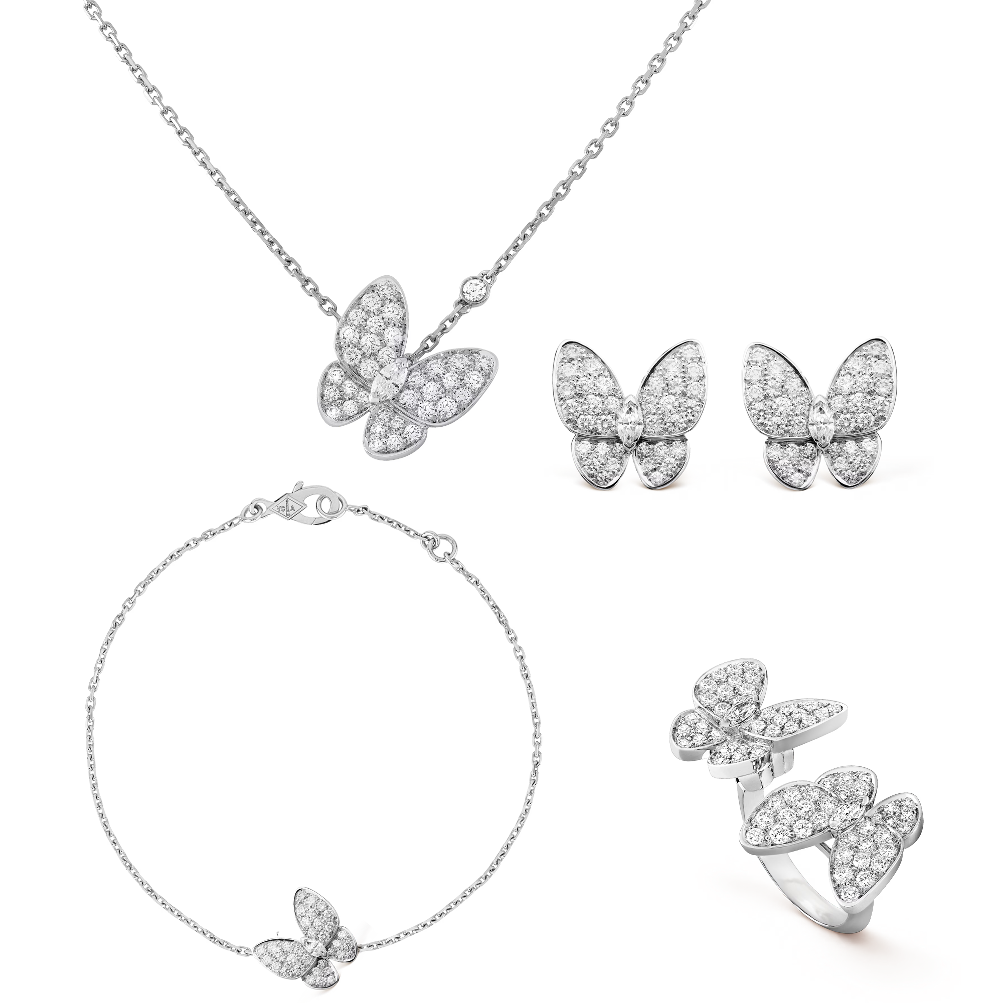 VCT010 Van cleef diamond two butterfly jewelry set - ccfashionjewelry