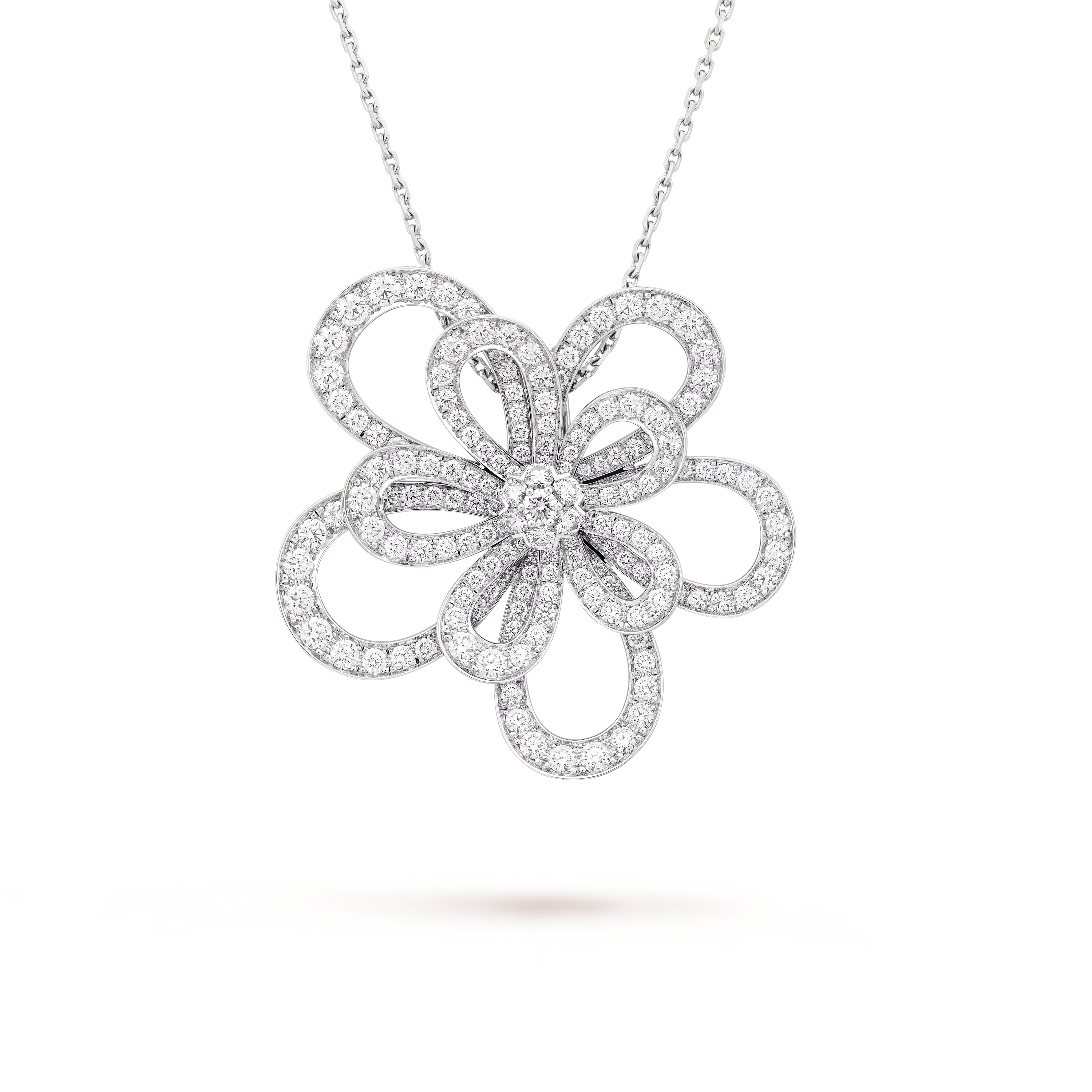 VCNS009 18k white gold diamond vca Flowerlace necklace - ccfashionjewelry