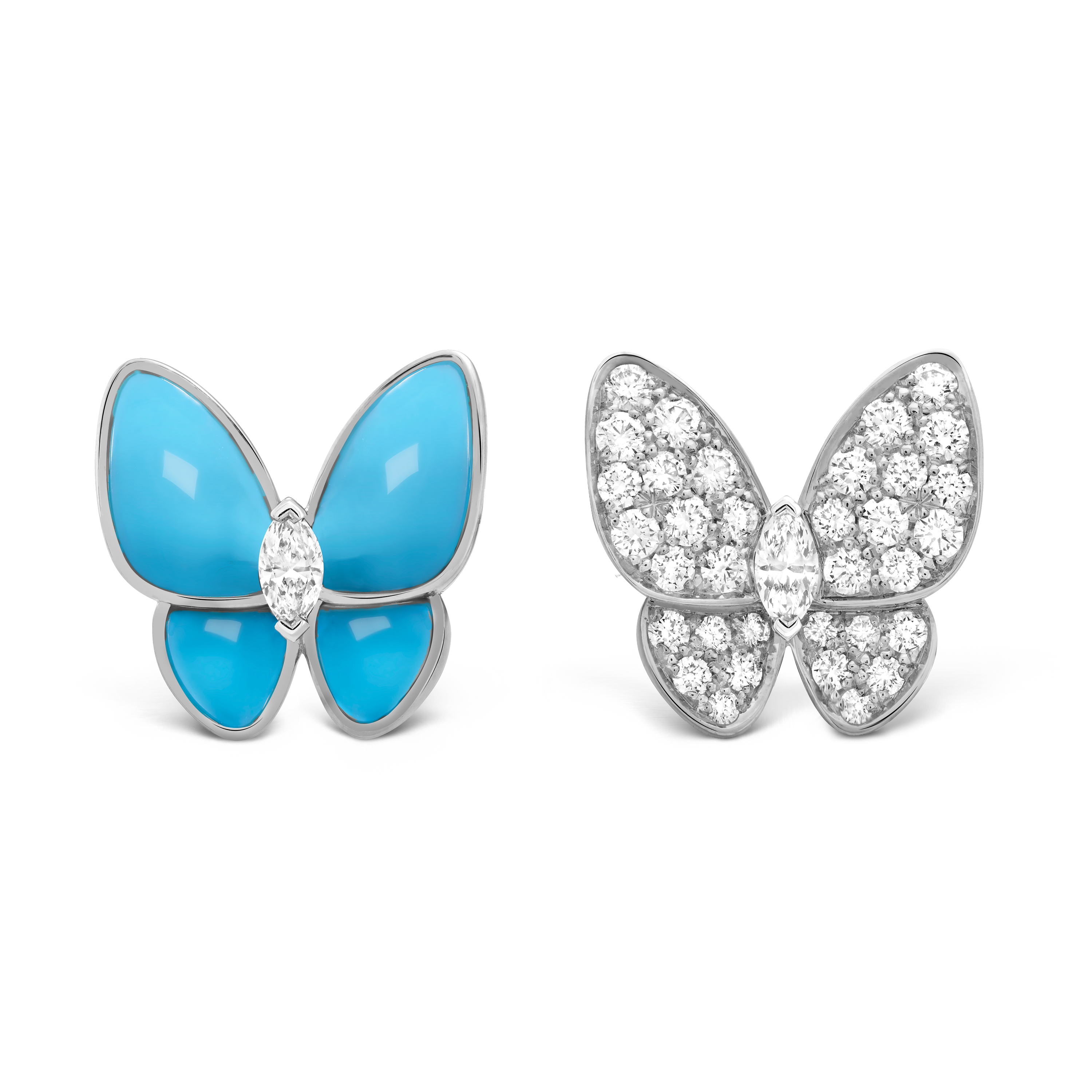 VCE005 Van cleef turquoise two butterfly earring clips - ccfashionjewelry