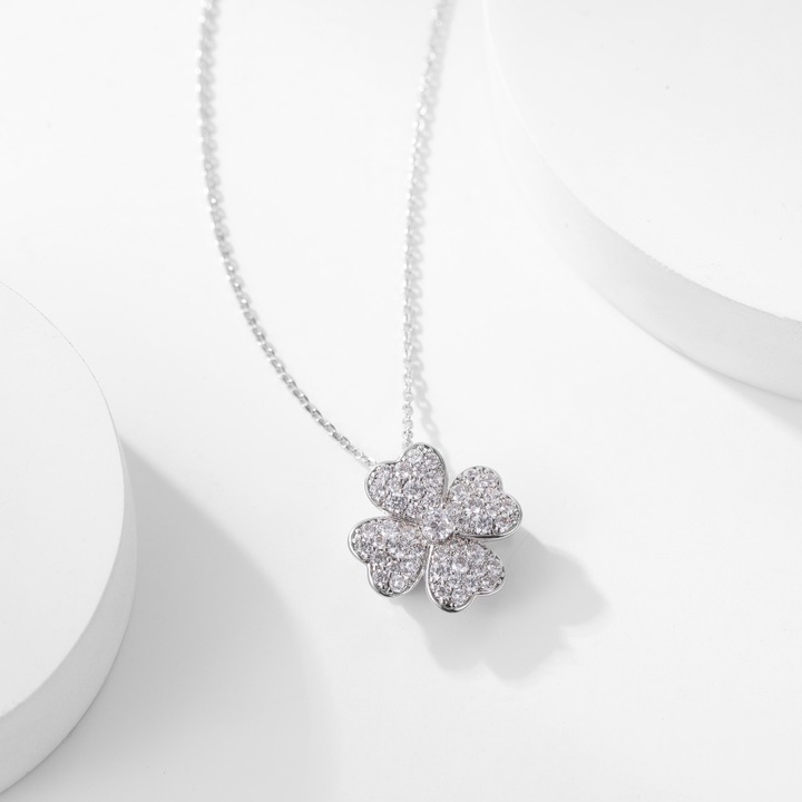 VCNV008 18k White Gold VCA cosmos clip diamond pendant necklace - ccjewelryacc