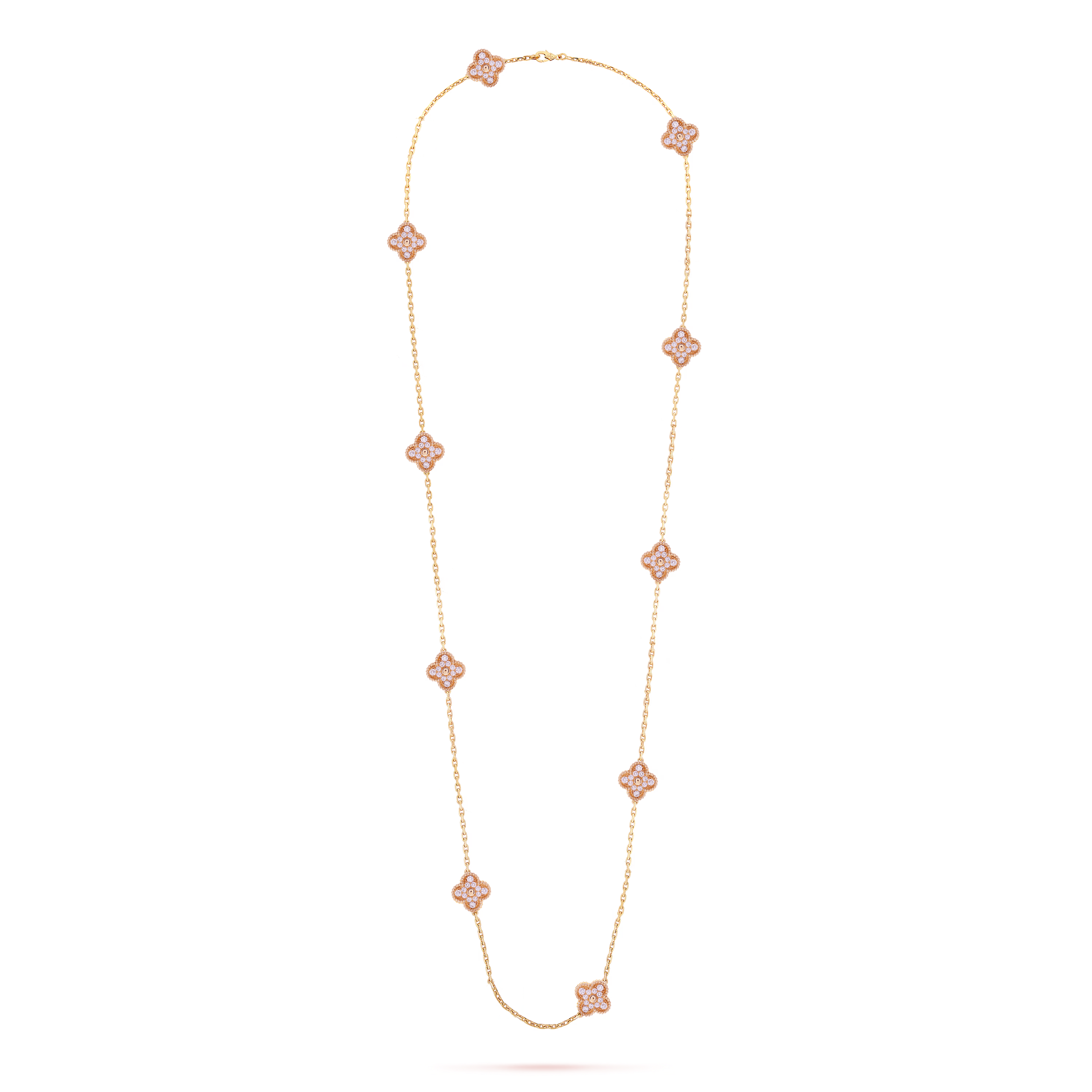 VCN025 VCA 10 motif vintage diamond alhambra long necklace - ccfashionjewelry