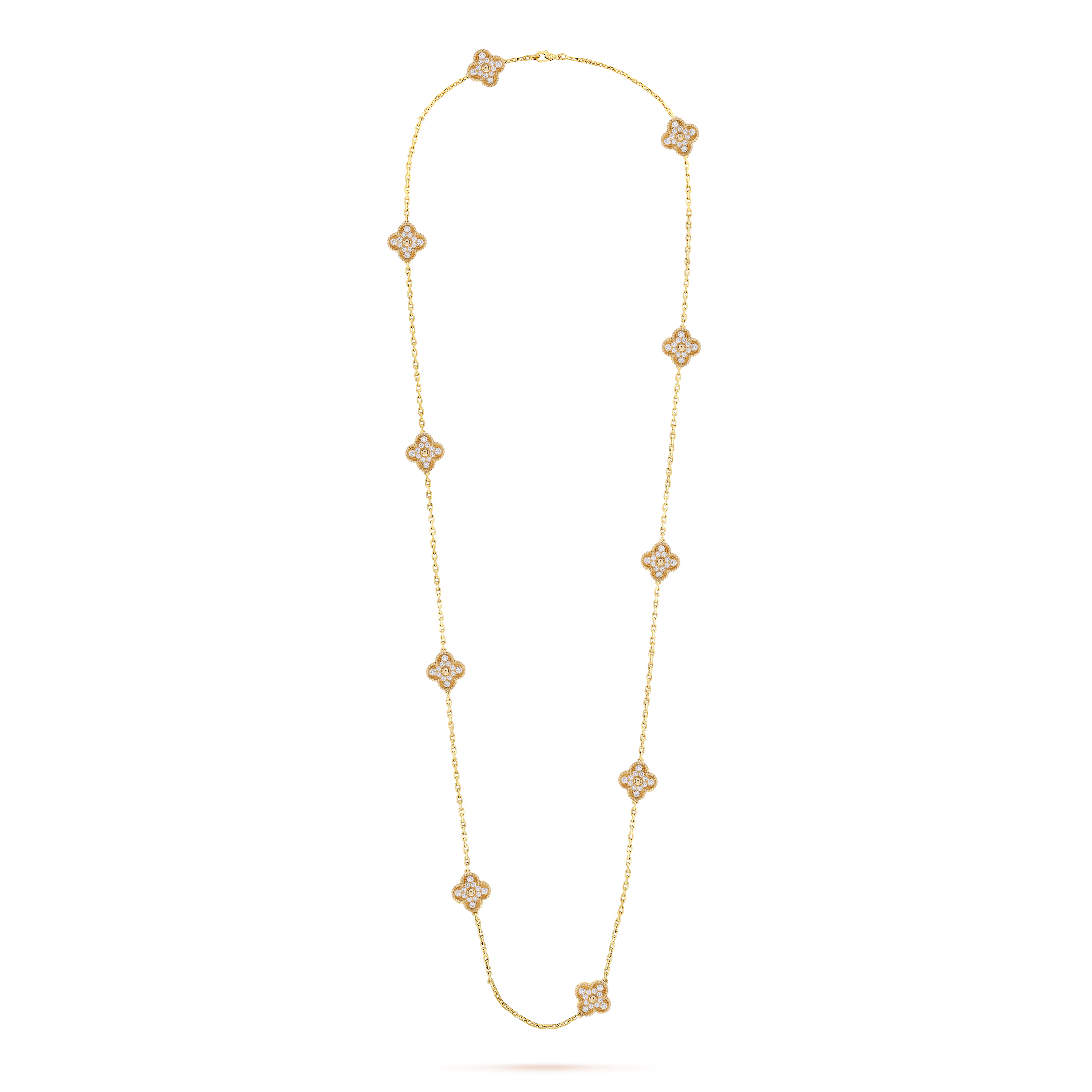 VCN025 VCA 10 motif vintage diamond alhambra long necklace - ccfashionjewelry