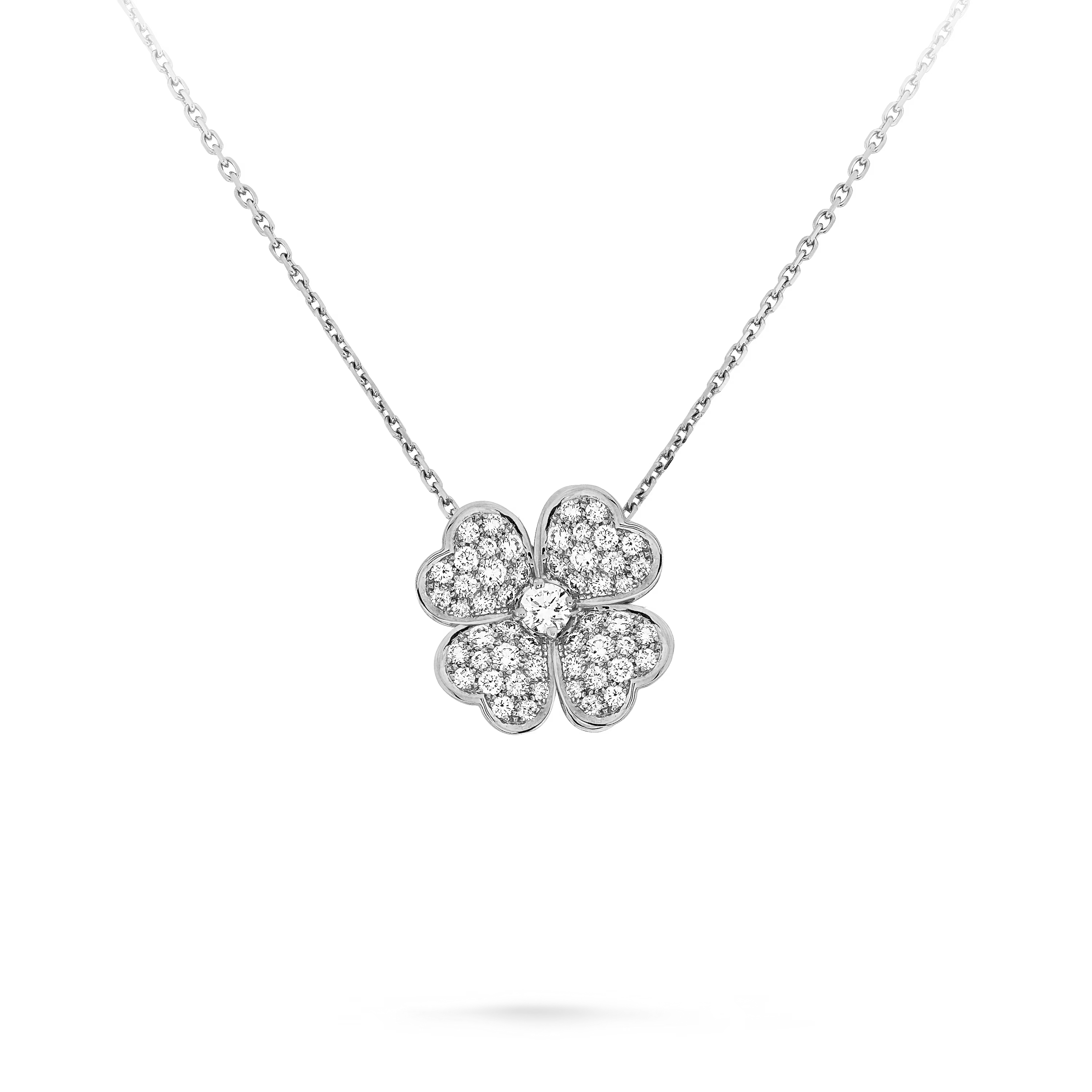VCNV008 18k White Gold VCA cosmos clip diamond pendant necklace - ccfashionjewelry