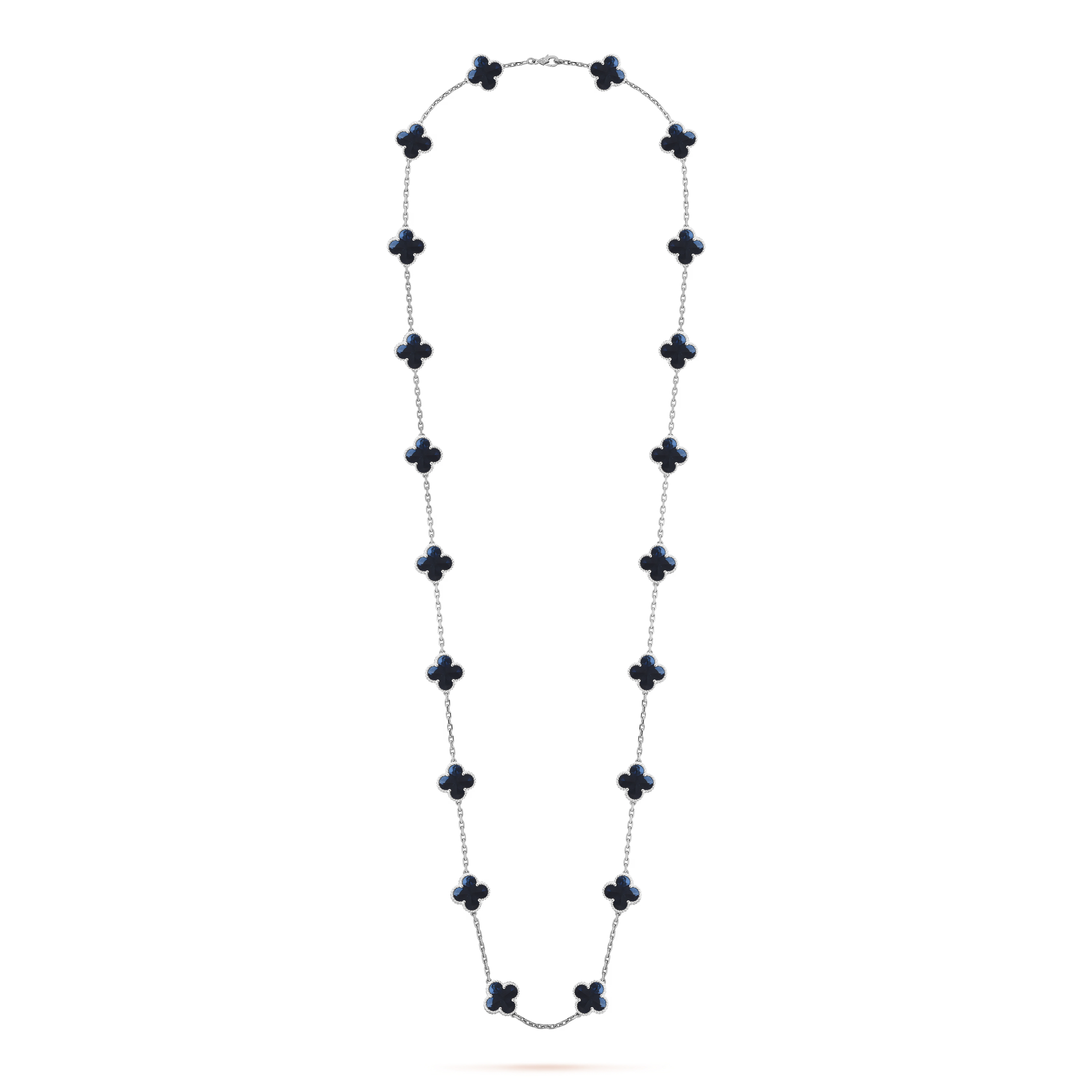 VCNV004 18k wite gold Pietersite Vintage Alhambra Long necklace 20 motifs - ccfashionjewelry