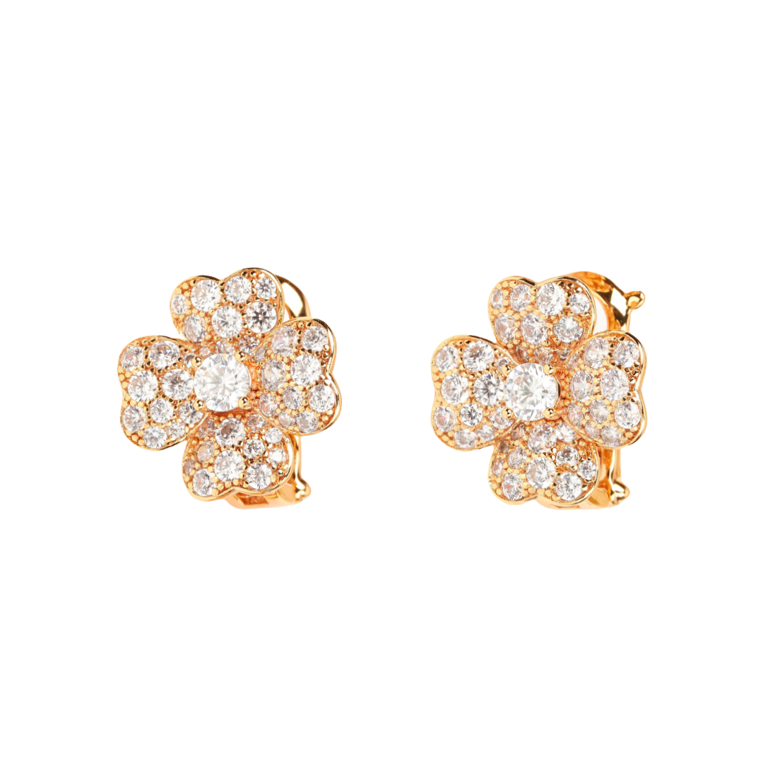 VCES009 18K gold Cosmos ear clip Earring Diamond - ccfashionjewelry