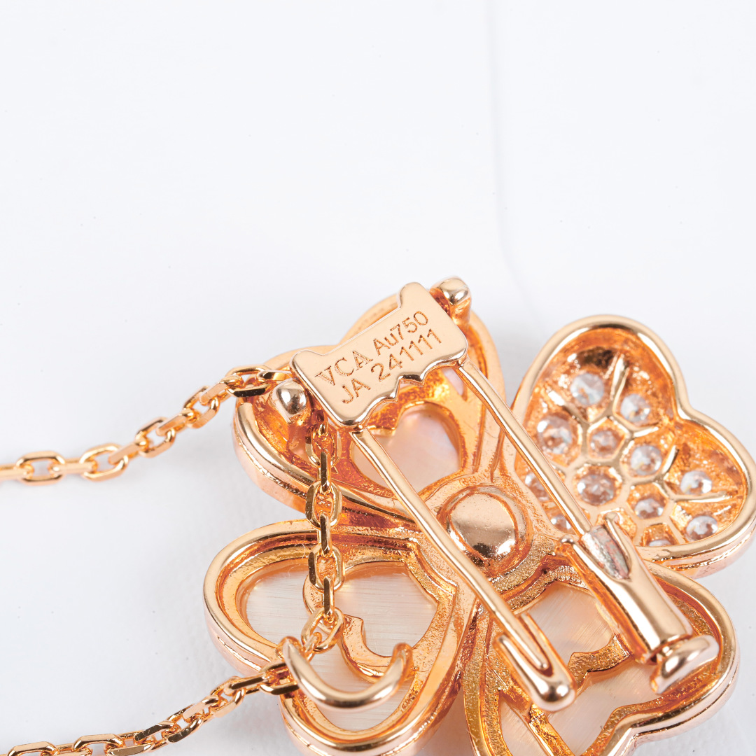 VCNV009 18k Rose Gold VCA cosmos mother of pearl pendant necklace - ccjewelryacc