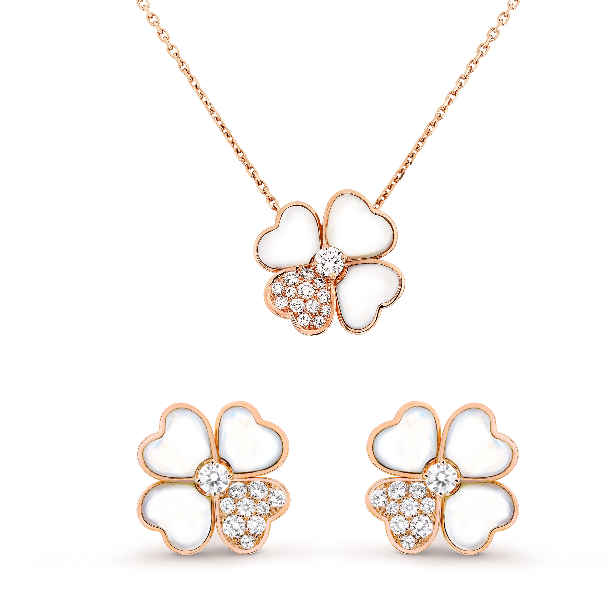 VCNV009 18k Rose Gold VCA cosmos mother of pearl pendant necklace - ccfashionjewelry