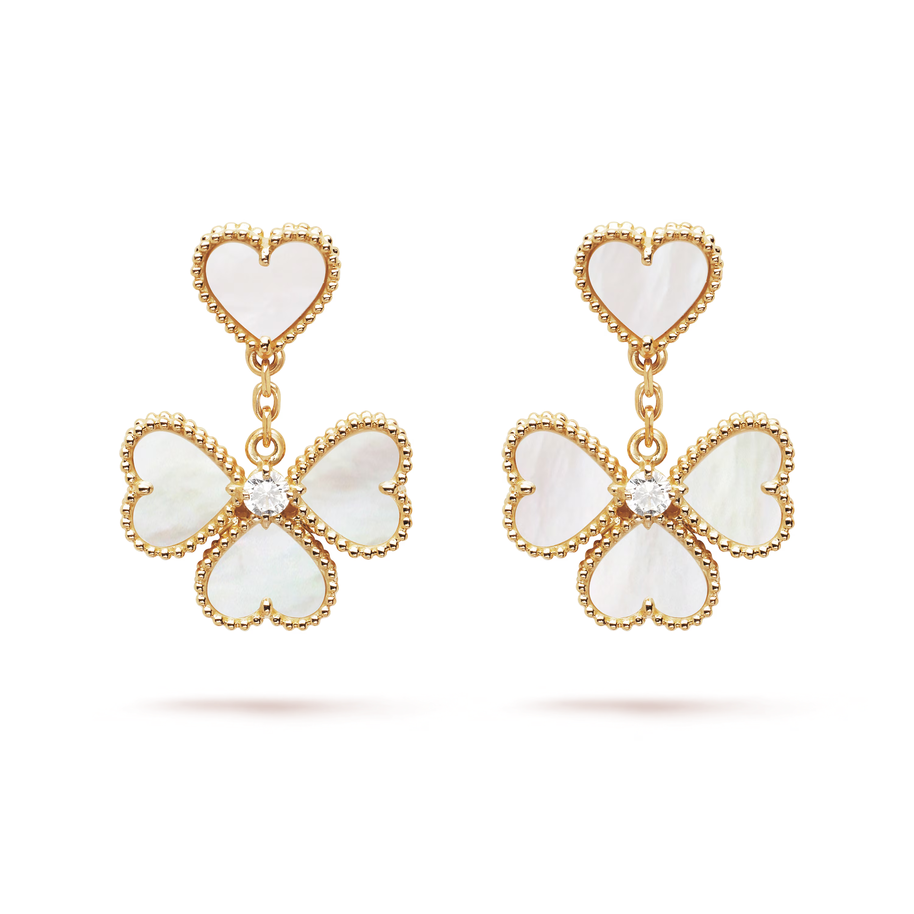 VCT001 VCA Sweet Hearts earrings pendant necklace ,mother of pearl , Diamond - ccfashionjewelry