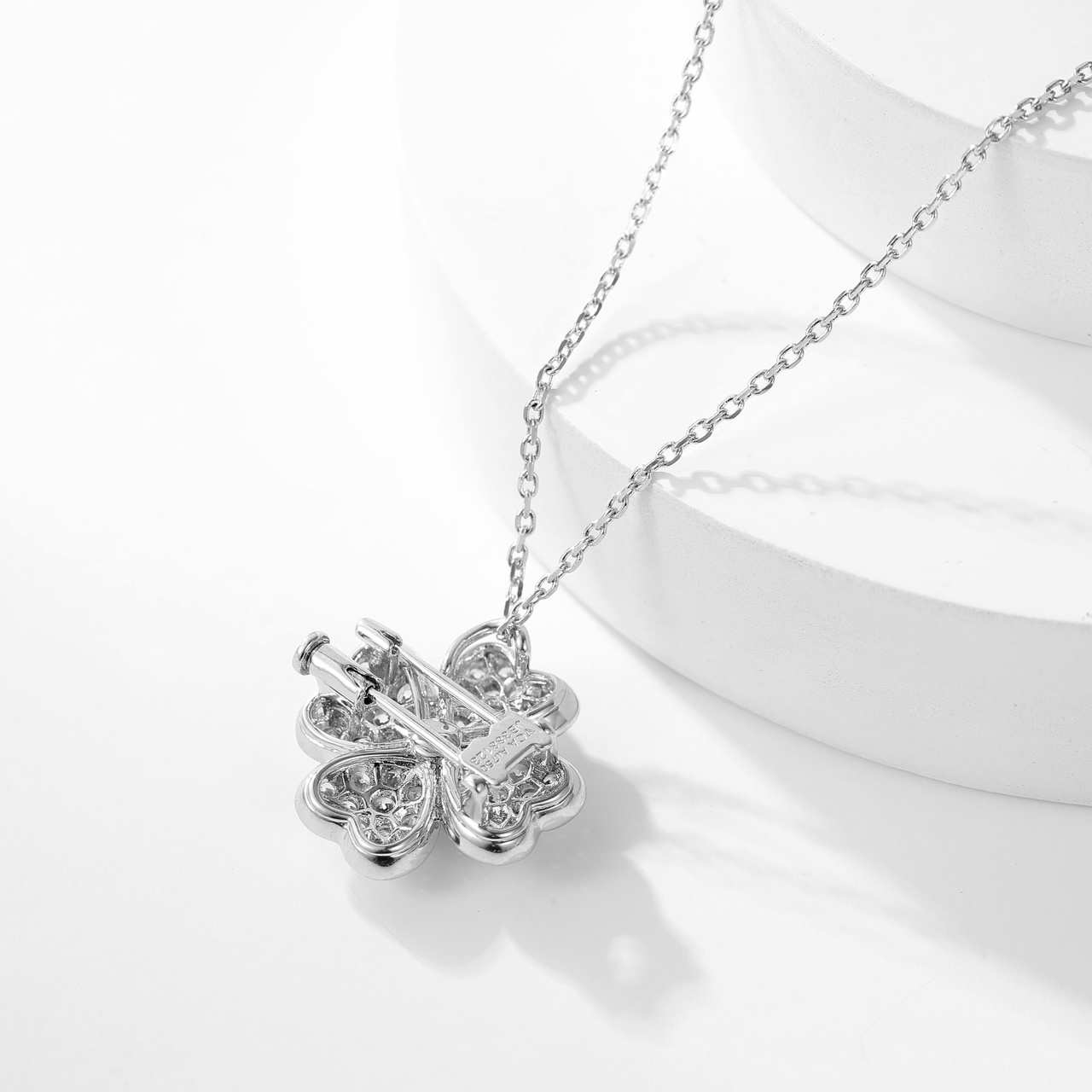 VCNV008 18k White Gold VCA cosmos clip diamond pendant necklace - ccjewelryacc