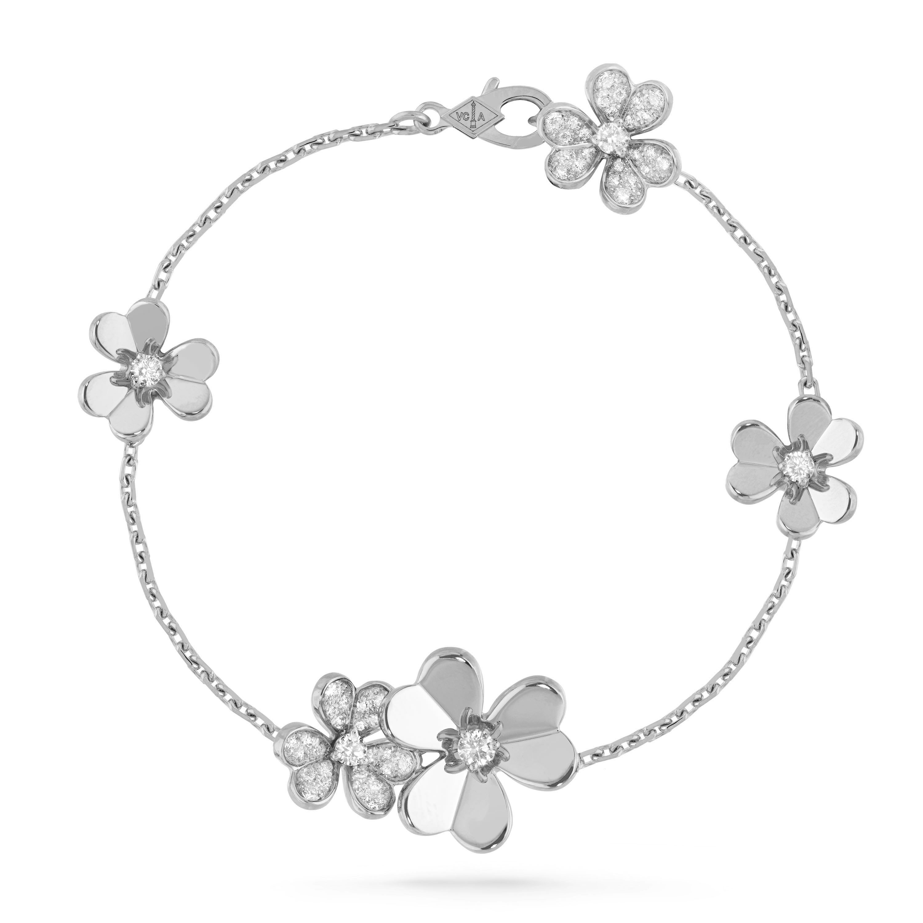 VCS028 Full crystal diamond Frivole bracelet, 5 flowers - ccfashionjewelry