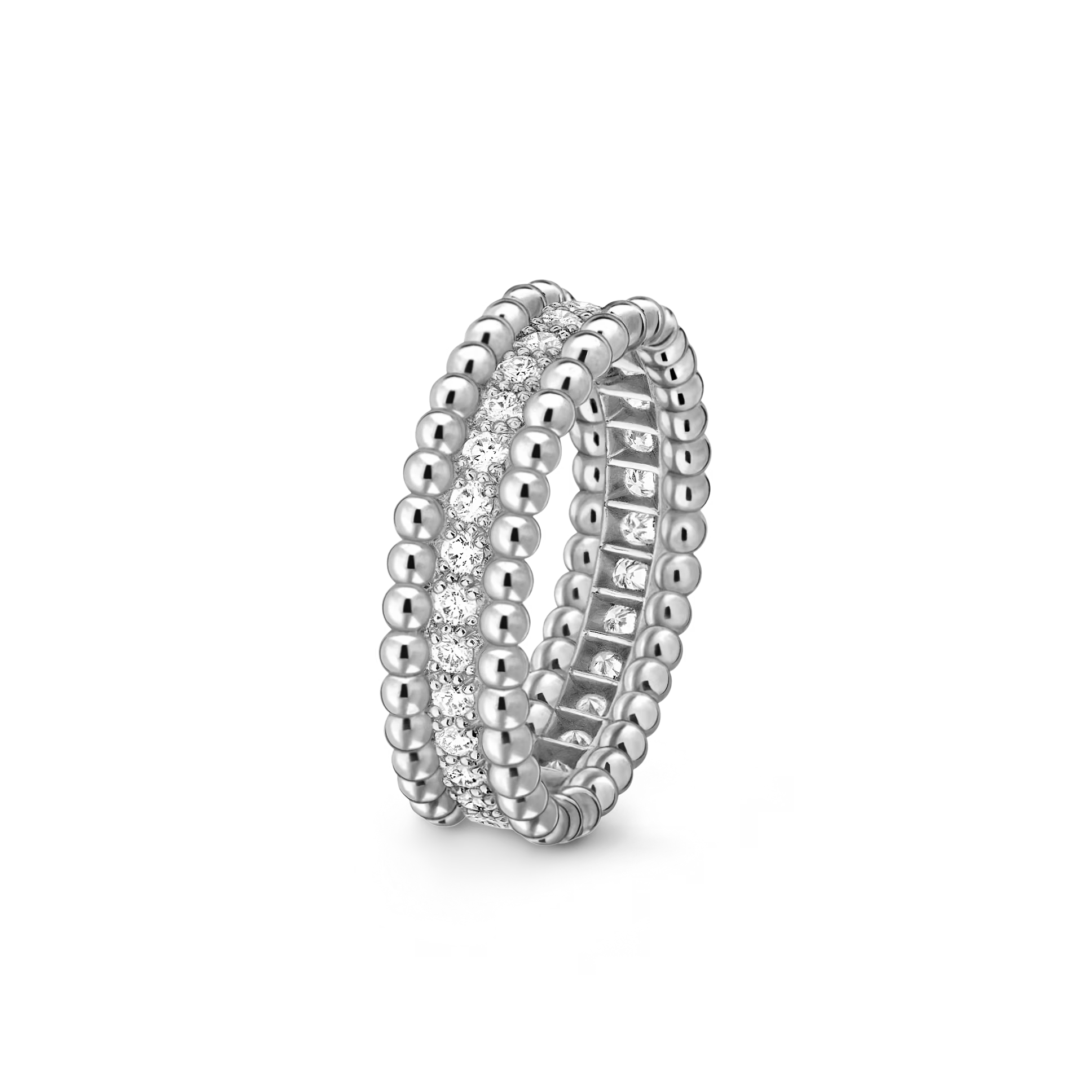 VCRV004 18k Gold VCA Perlée diamonds ring, 1 row - ccfashionjewelry