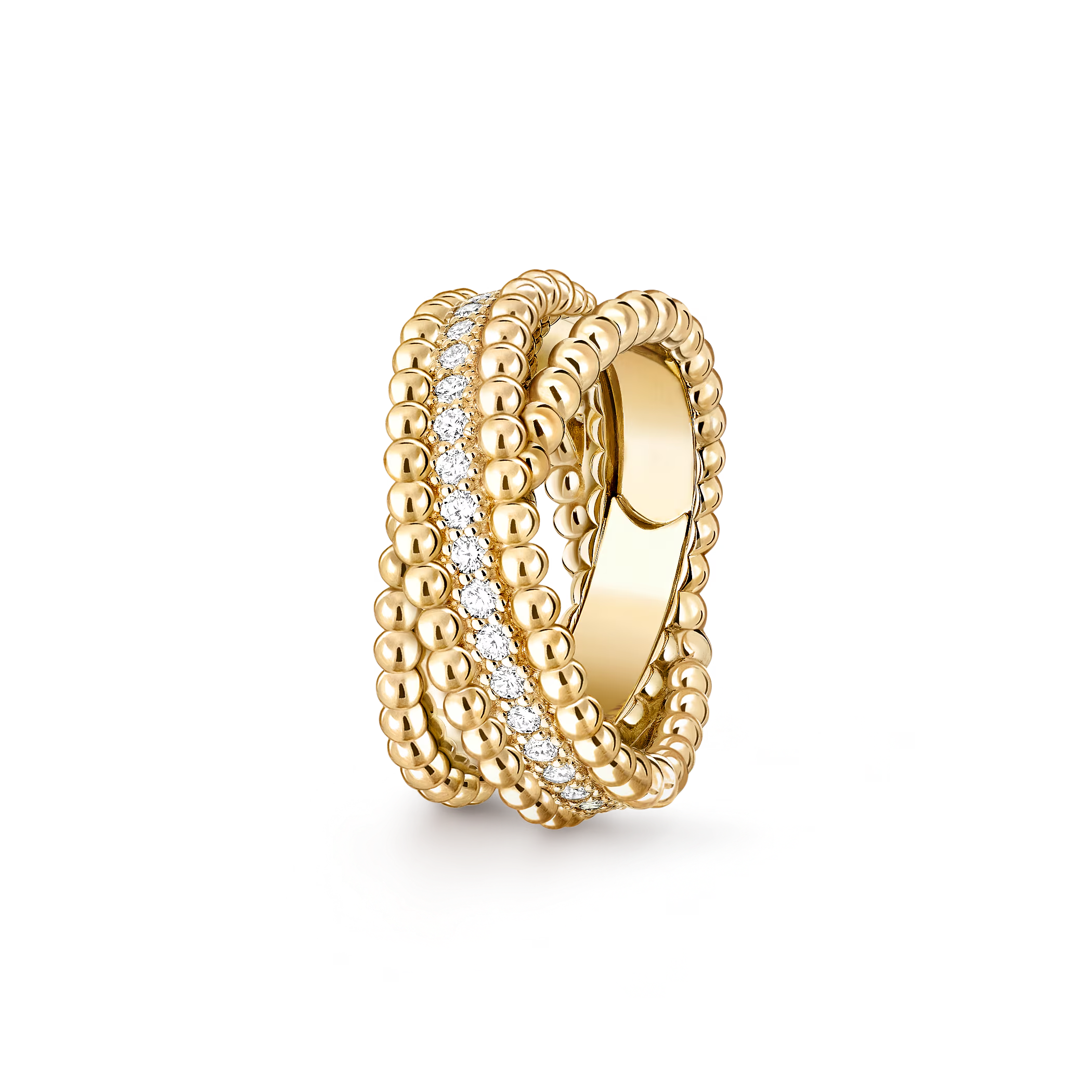 VCRV001 18k Gold VCA Perlée diamonds duo ring - ccfashionjewelry