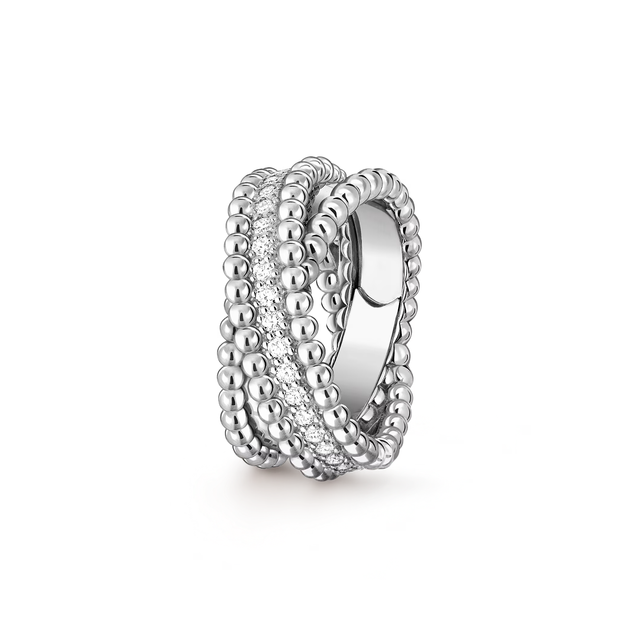 VCRV001 18k Gold VCA Perlée diamonds duo ring - ccfashionjewelry