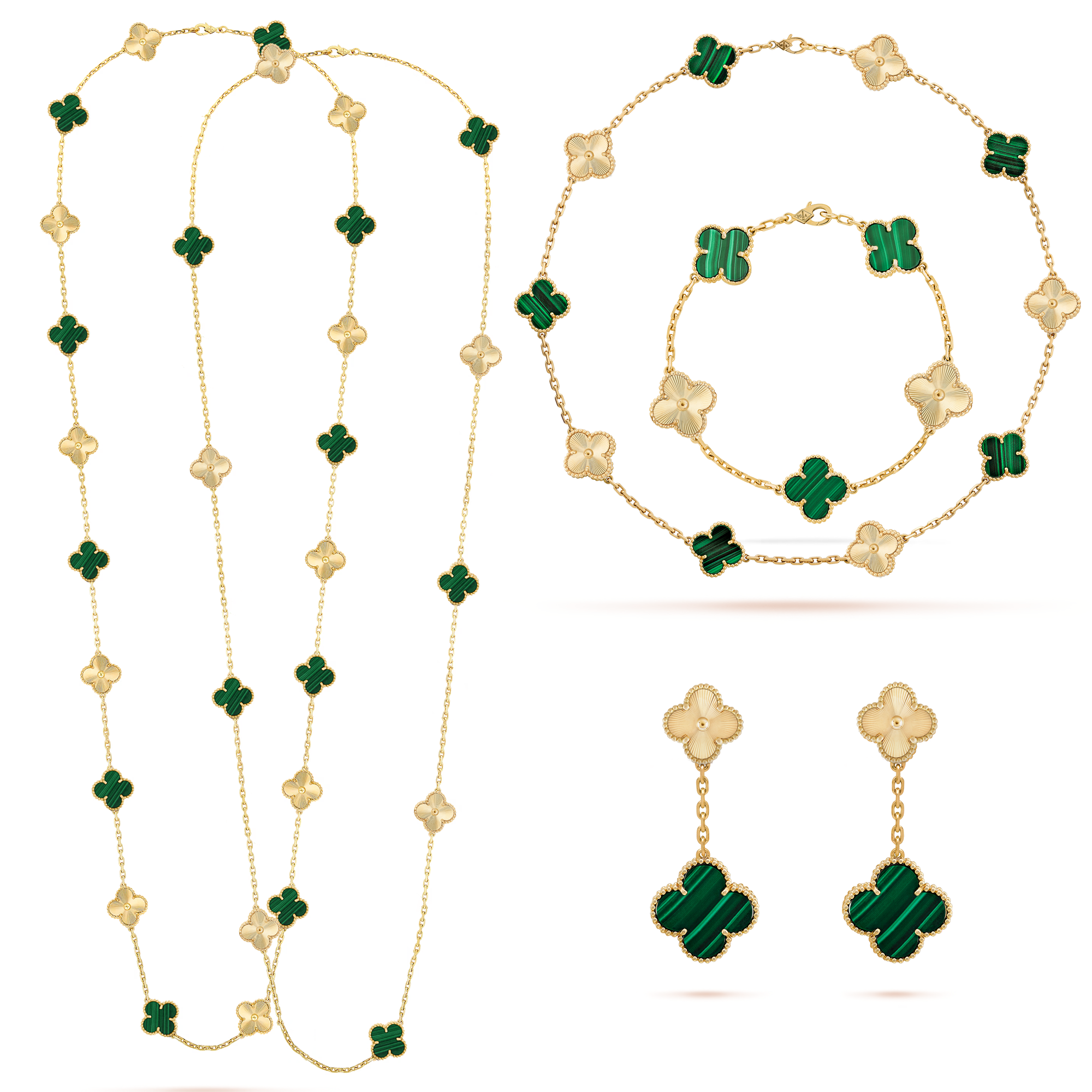 VCT008 VCA Vintage Alhambra malachite series jewelry set - ccfashionjewelry