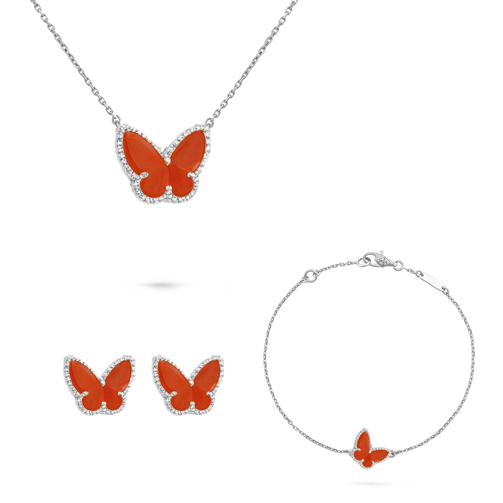 VCT011 Van cleef Lucky Alhambra butterfly pendant necklace bracelet earring stud jewelry set - ccjewelryacc