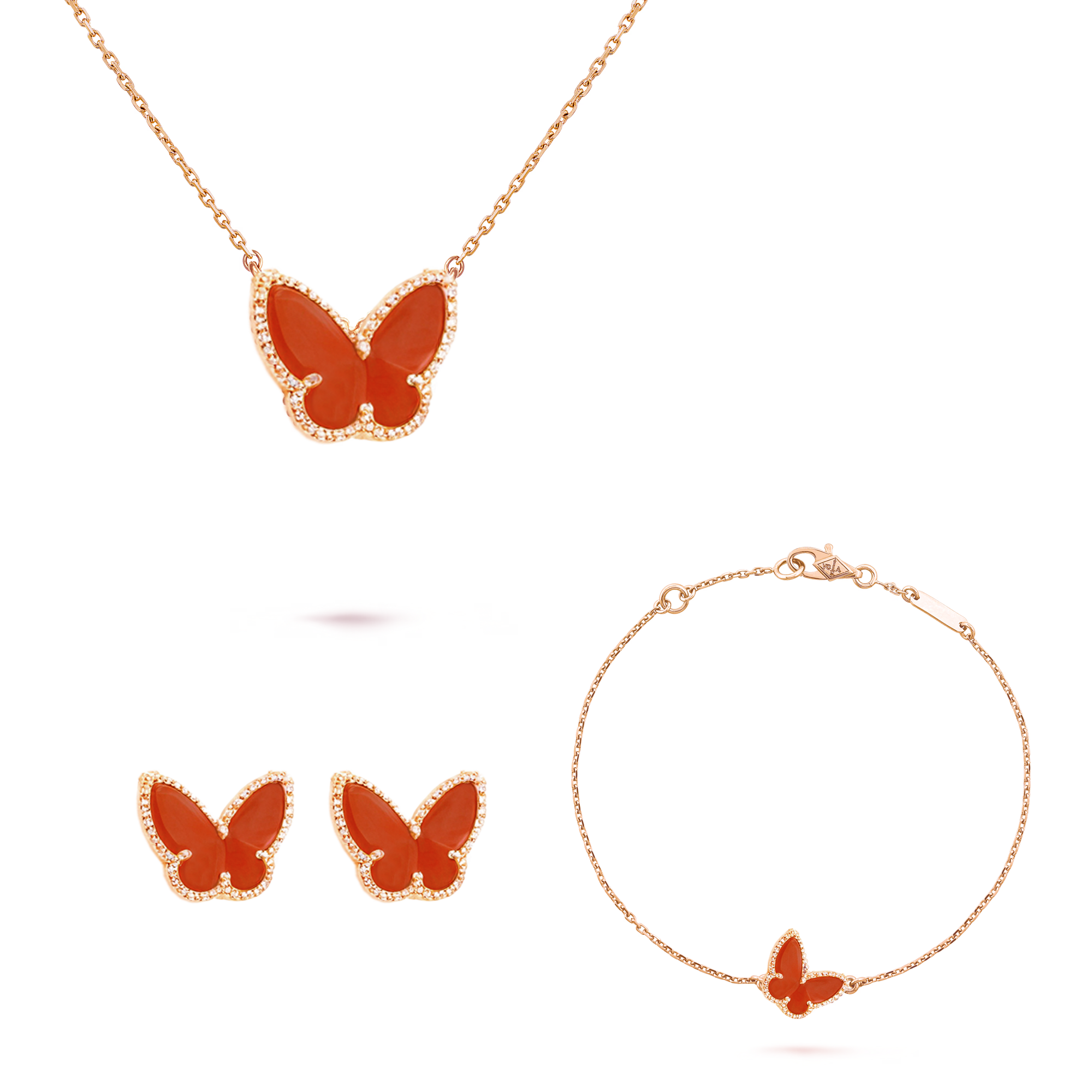 VCT011 Van cleef Lucky Alhambra butterfly pendant necklace bracelet earring stud jewelry set - ccjewelryacc