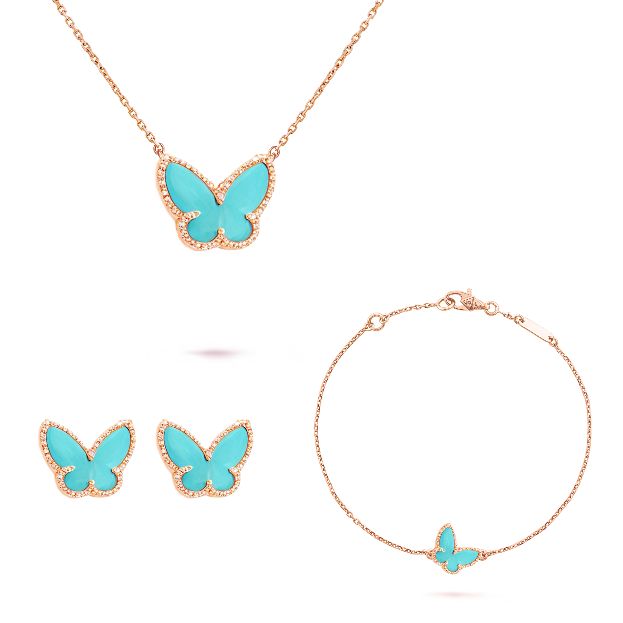 VCT011 Van cleef Lucky Alhambra butterfly pendant necklace bracelet earring stud jewelry set - ccjewelryacc