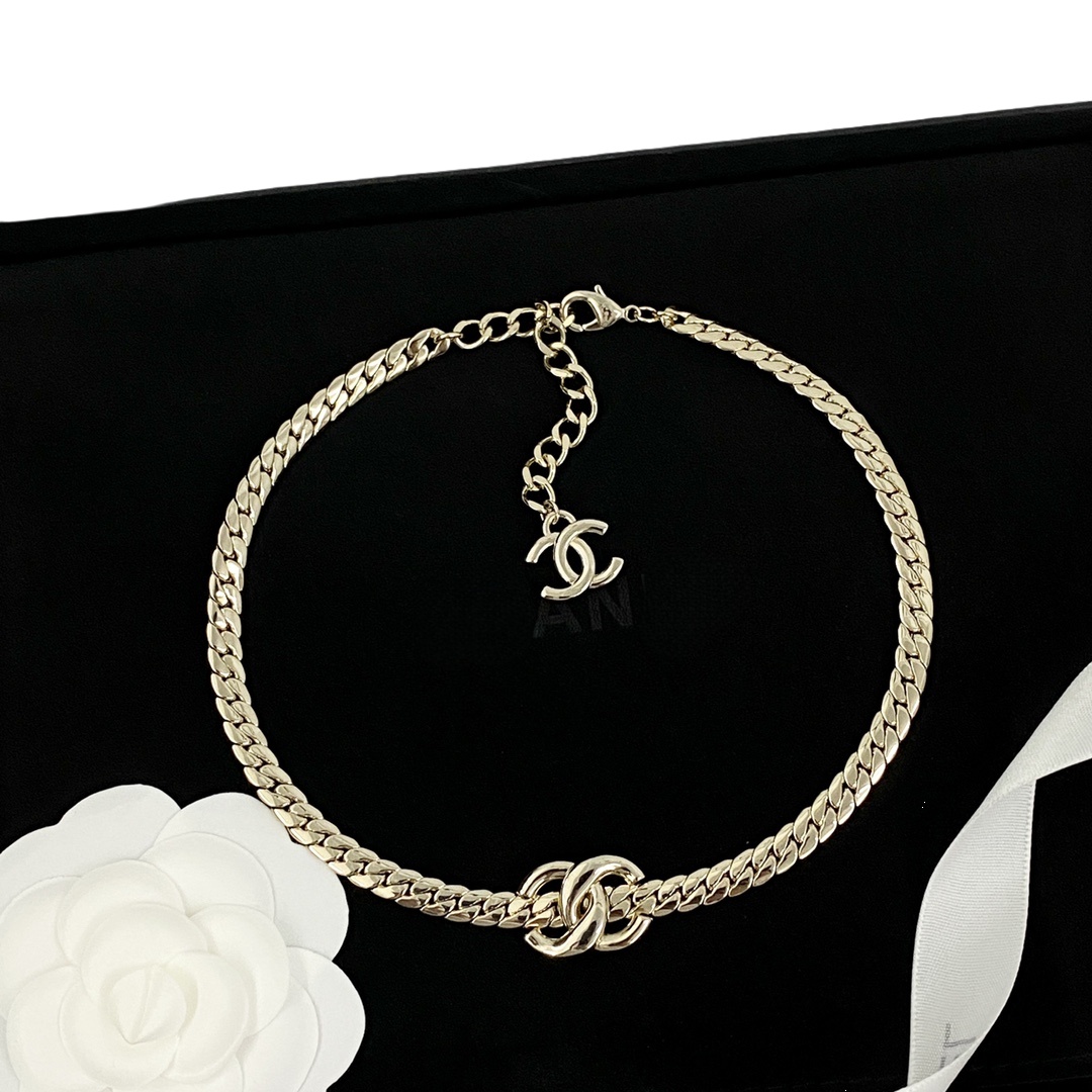 CCN254 CC logo choker Snake chain Necklace - ccjewelryacc