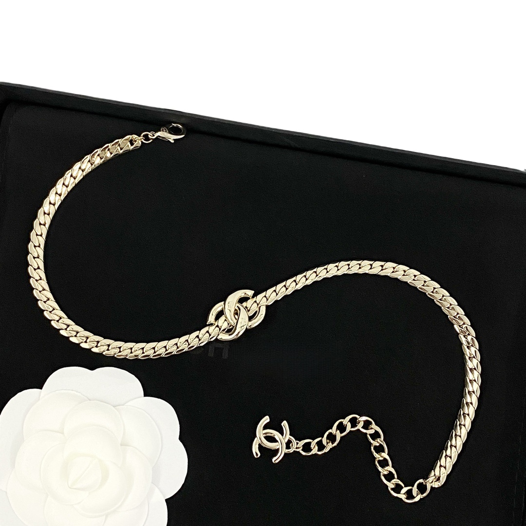 CCN254 CC logo choker Snake chain Necklace - ccjewelryacc