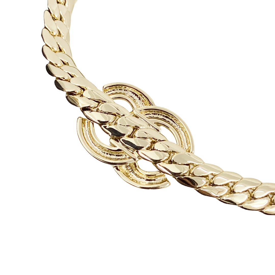 CCN254 CC logo choker Snake chain Necklace - ccjewelryacc