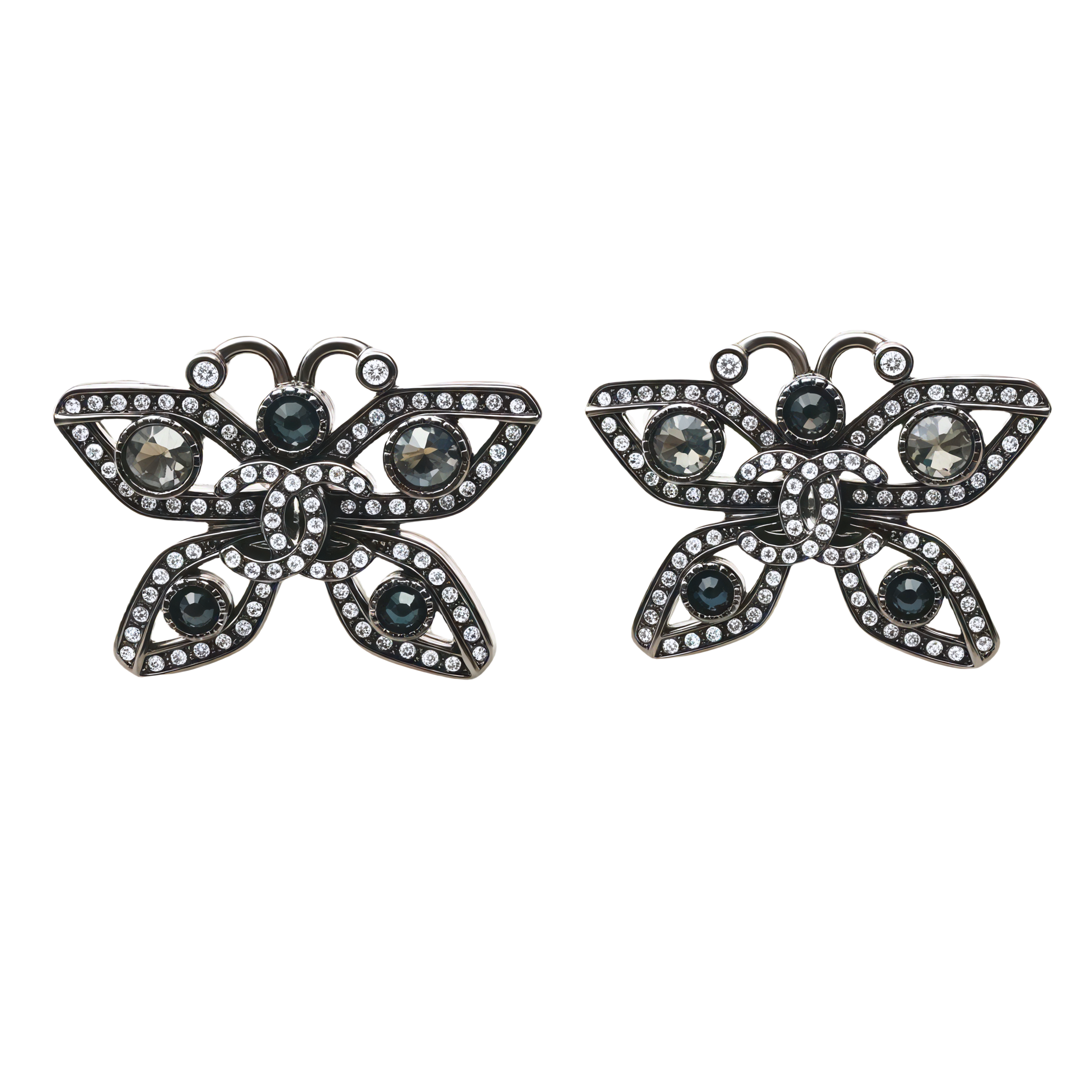 CCE348 Chanel 25 black crystal butterfly stud earrings for women - ccfashionjewelry