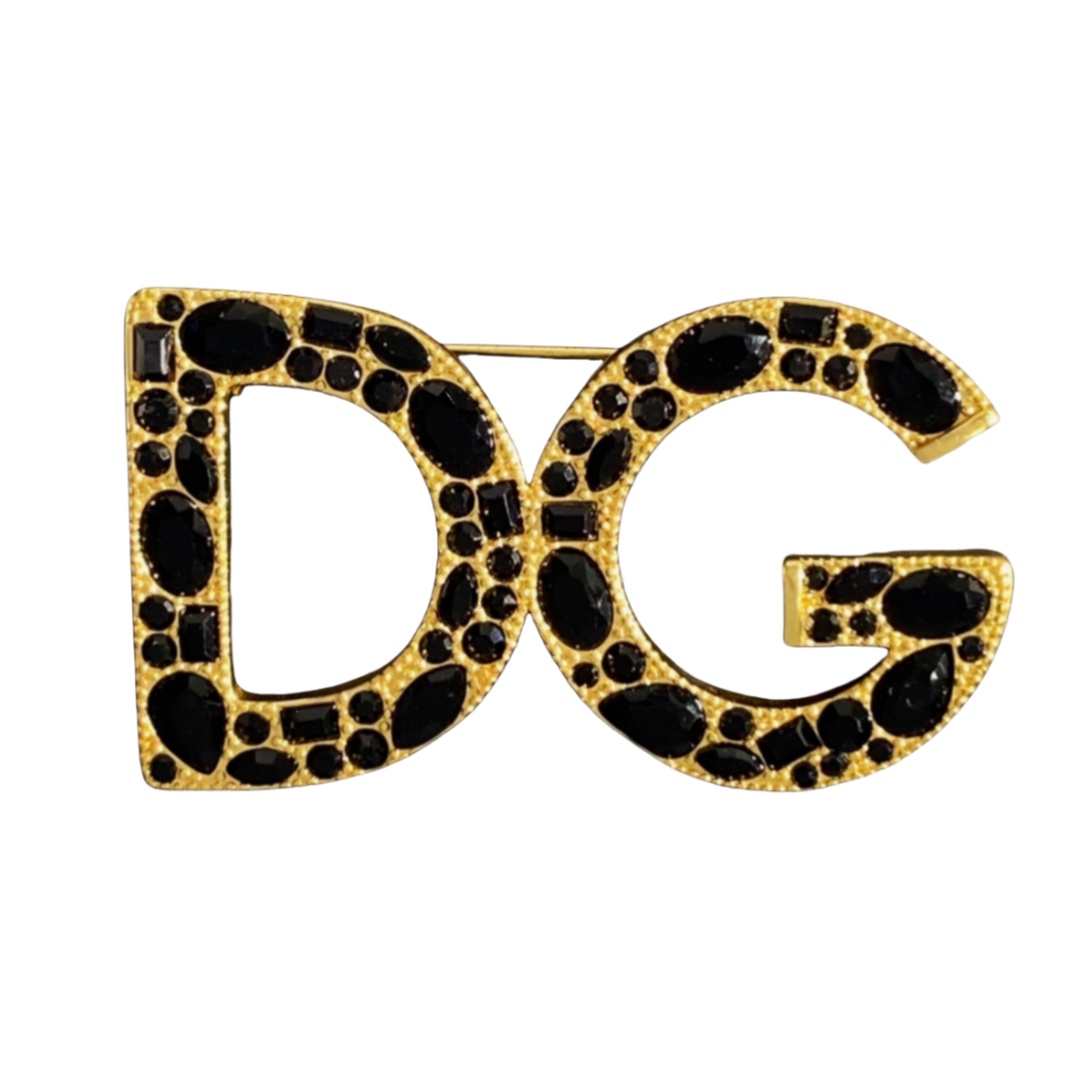 DGB006 Black stone DG logo brooch pin for men women - ccfashionjewelry