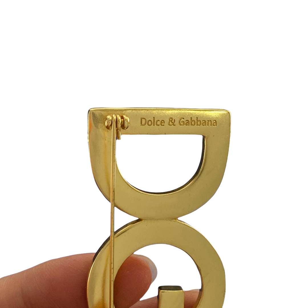 DGB006  Black stone DG logo brooch pin for men women - ccjewelryacc