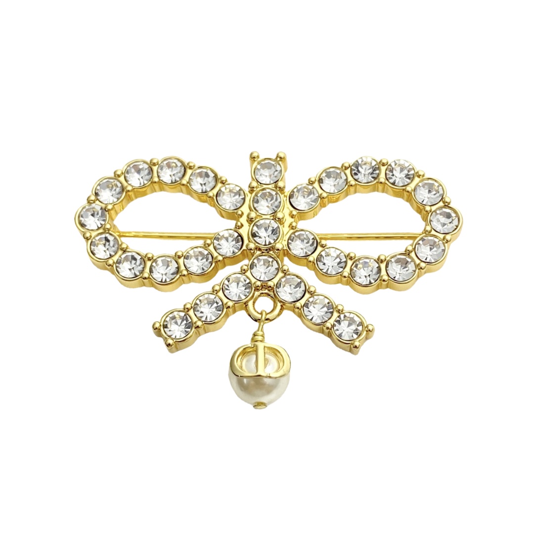 CDB062 Dior stone bowknot brooch pin for women - ccjewelryacc