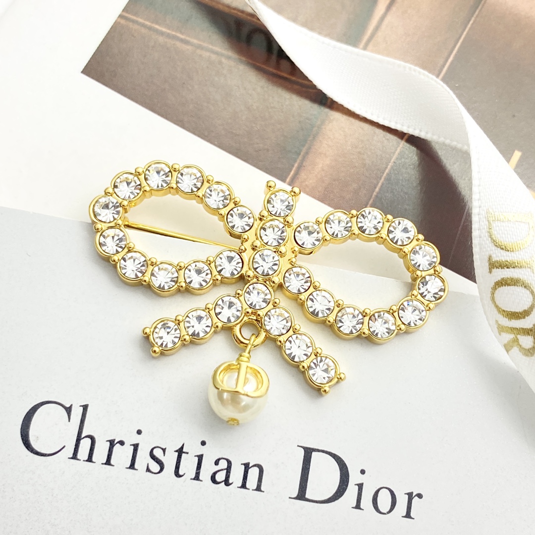 CDB062 Dior stone bowknot brooch pin for women - ccjewelryacc