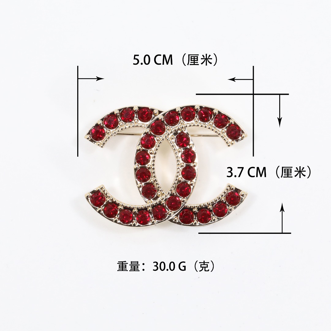 BCB588 Chanel Red crystal brooch pin for women - ccjewelryacc