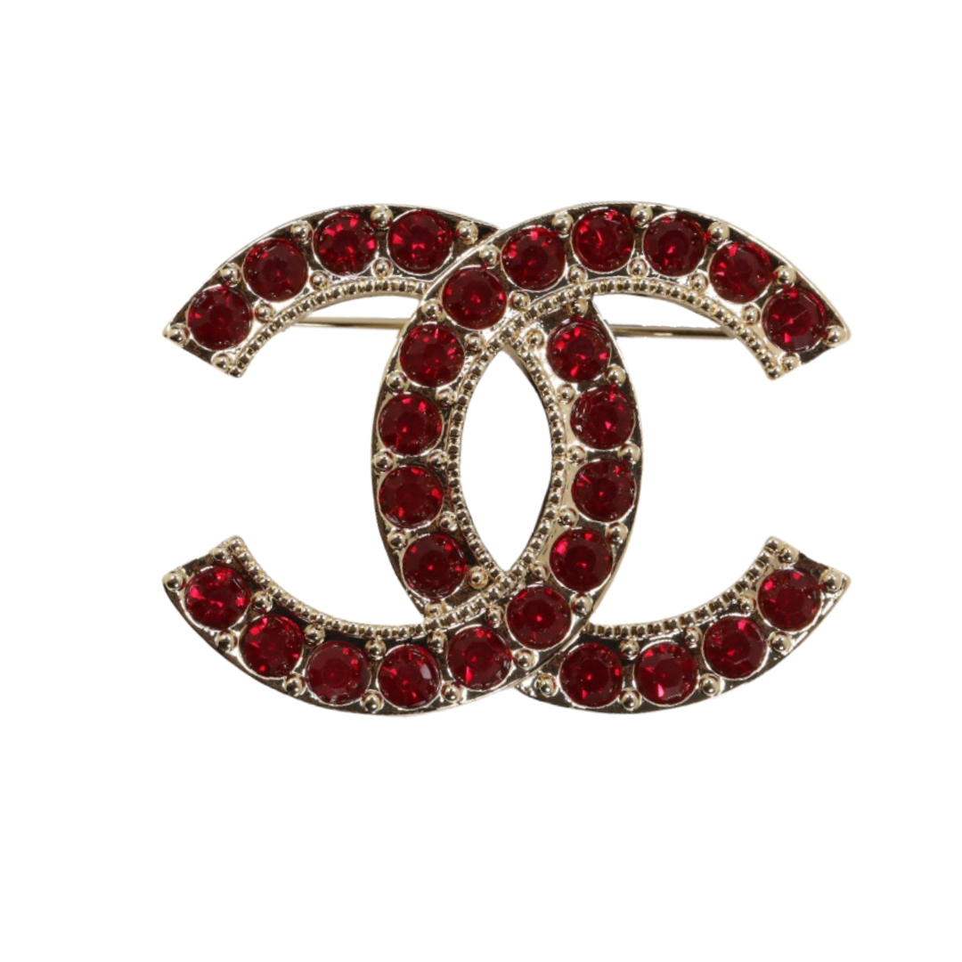 BCB588 Chanel Red crystal brooch pin for women - ccjewelryacc