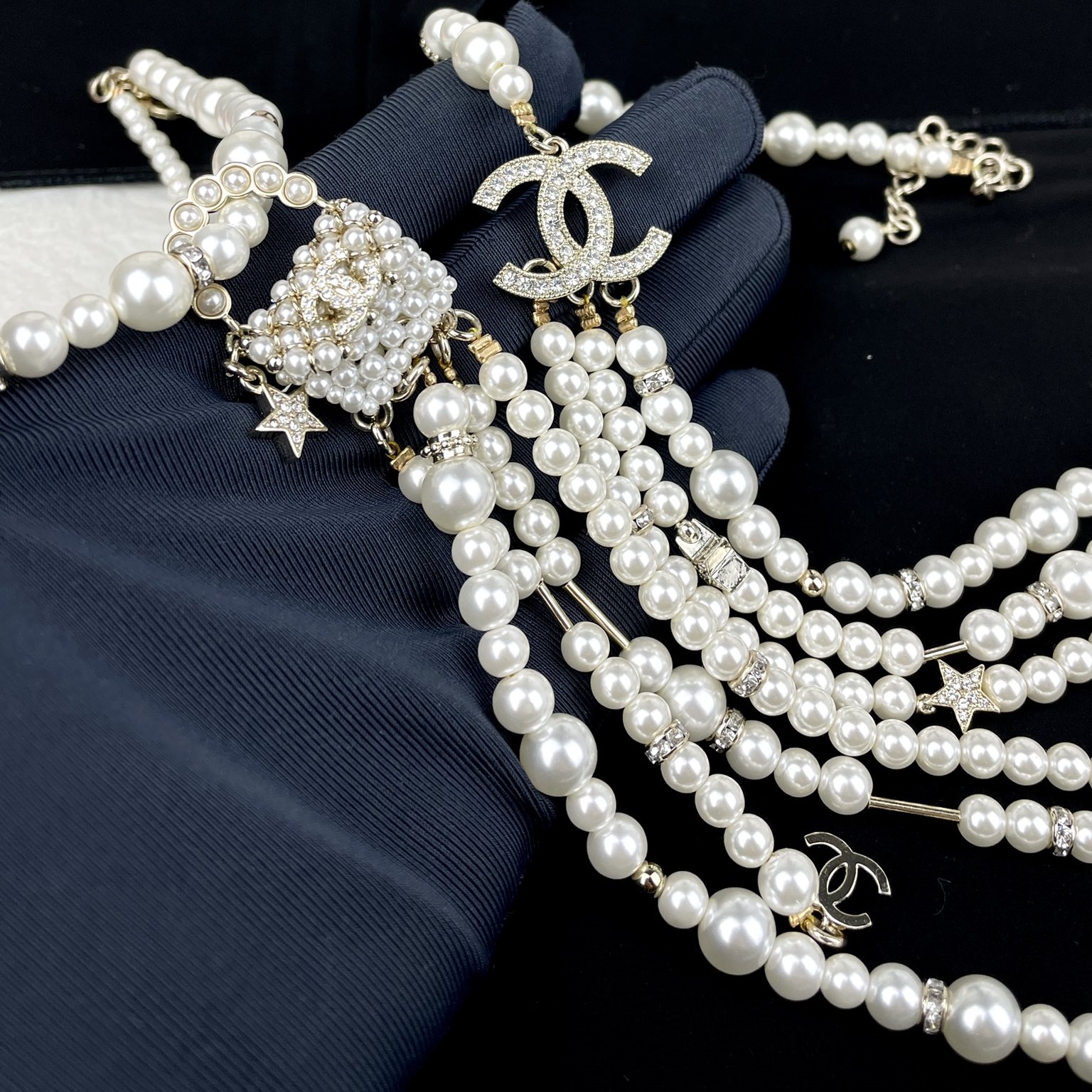CCL102 Chanel Handmade woven bag with multi-layered sweater chain pearl necklace for women - ccfashionjewelry