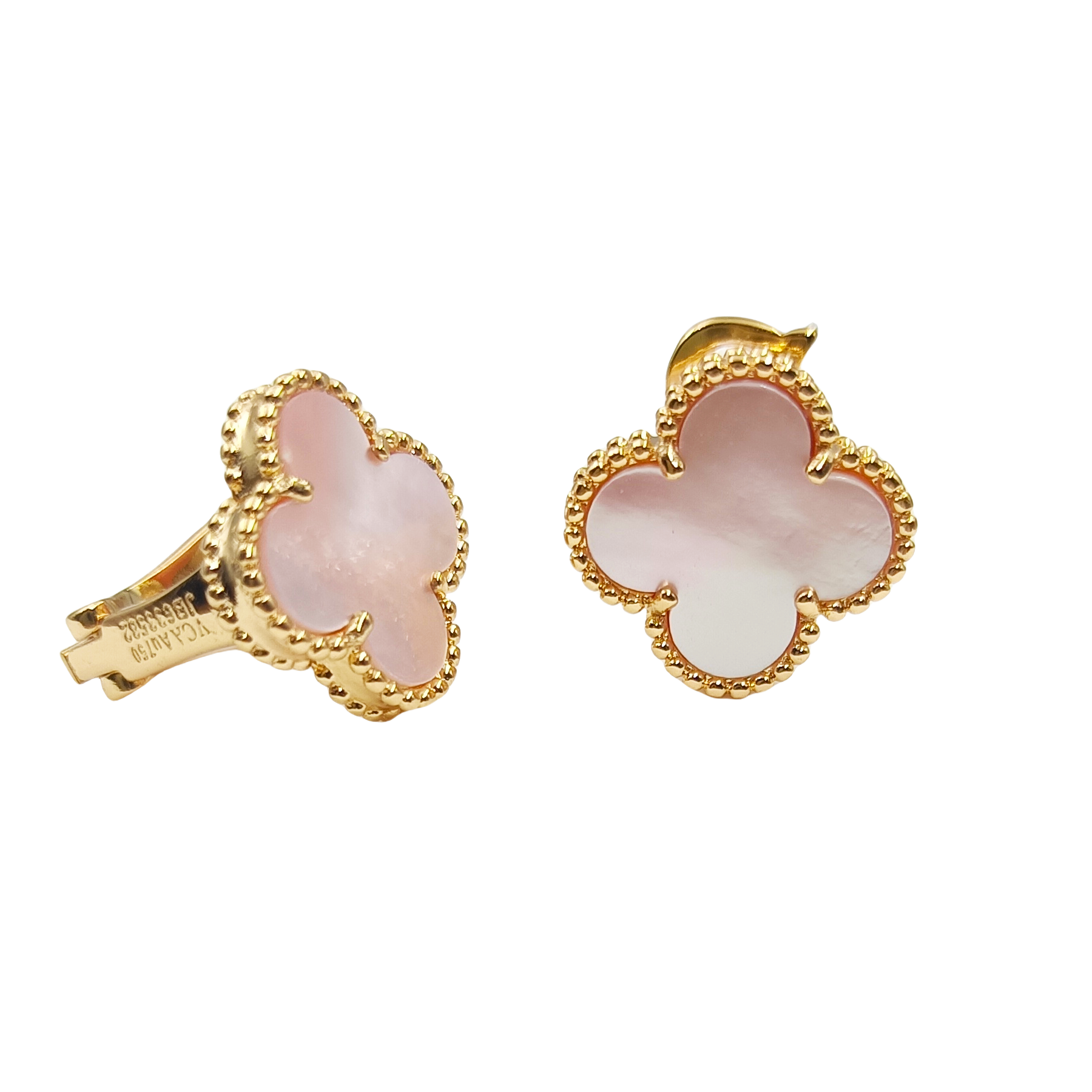 VCE038 Vca pink mother of pearl earring clips - ccjewelryacc