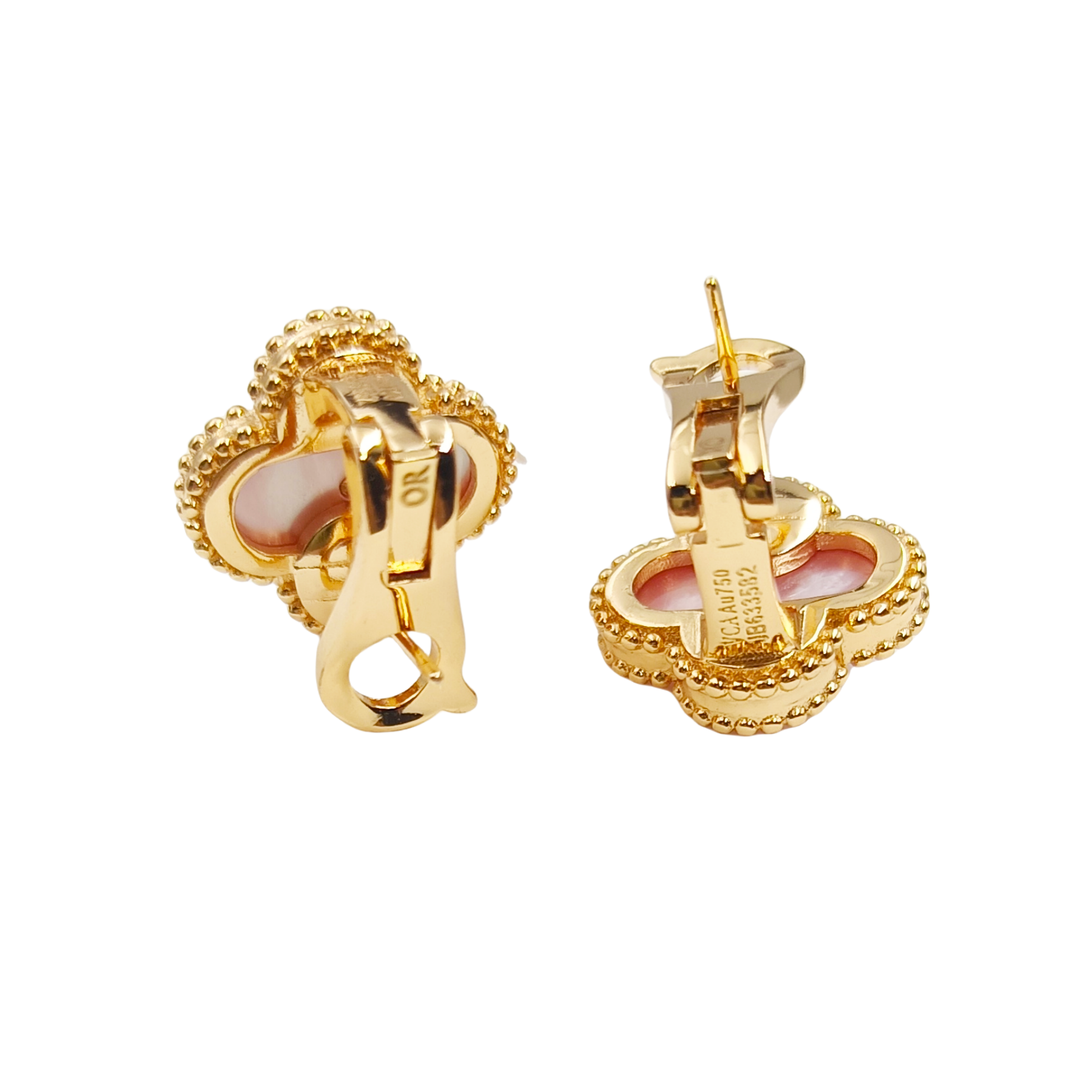 VCE038 Vca pink mother of pearl earring clips - ccjewelryacc