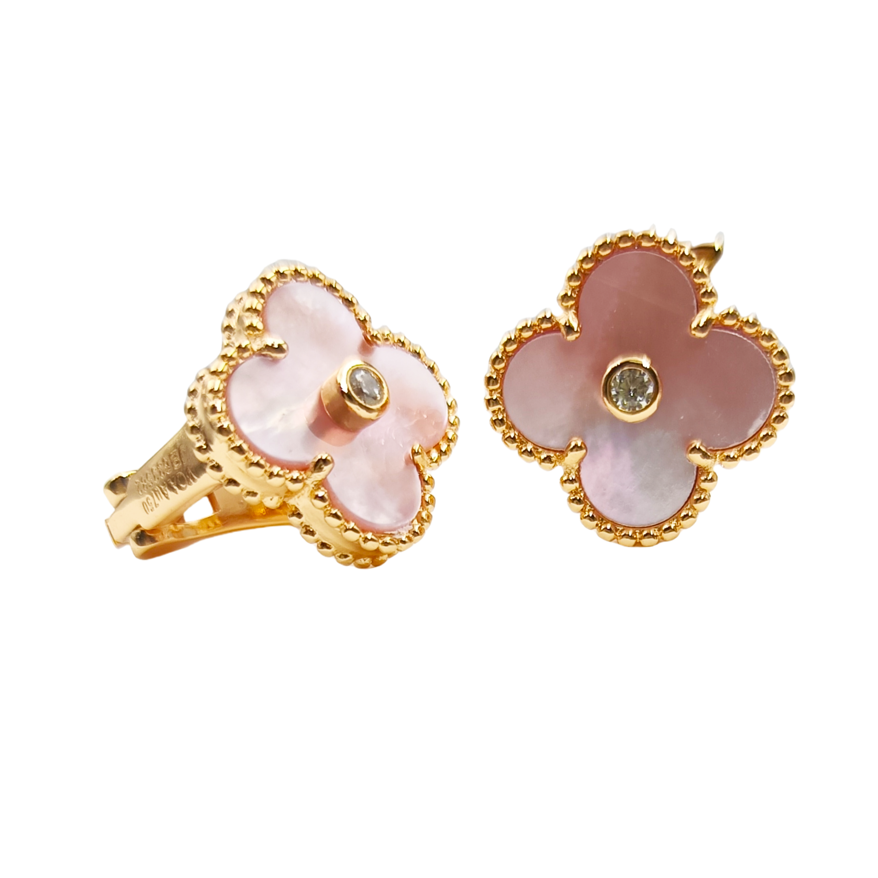 VCE038 Vca pink mother of pearl earring clips - ccjewelryacc