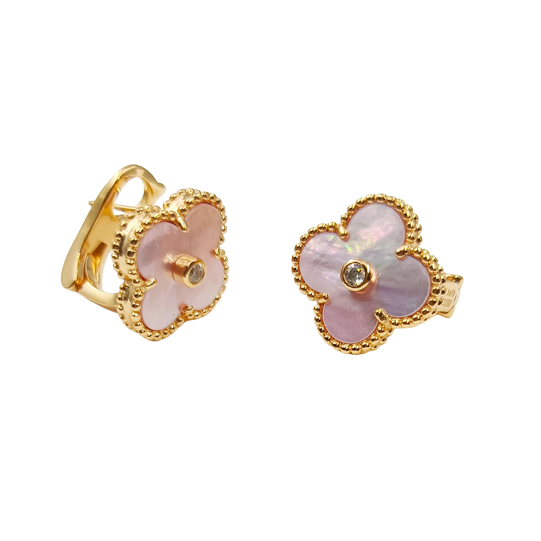 VCE038 Vca pink mother of pearl earring clips - ccjewelryacc