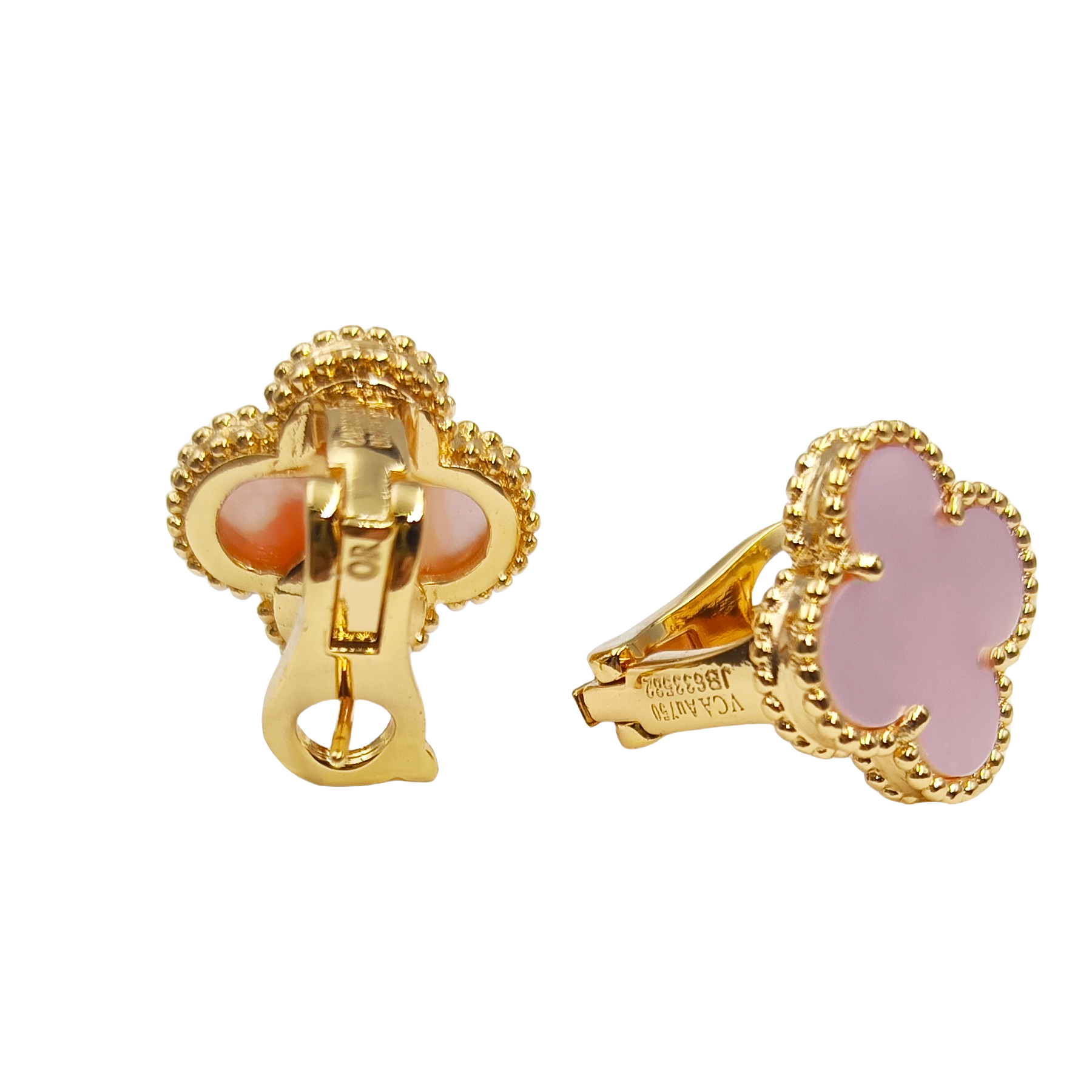 VCE038 Vca pink mother of pearl earring clips - ccjewelryacc