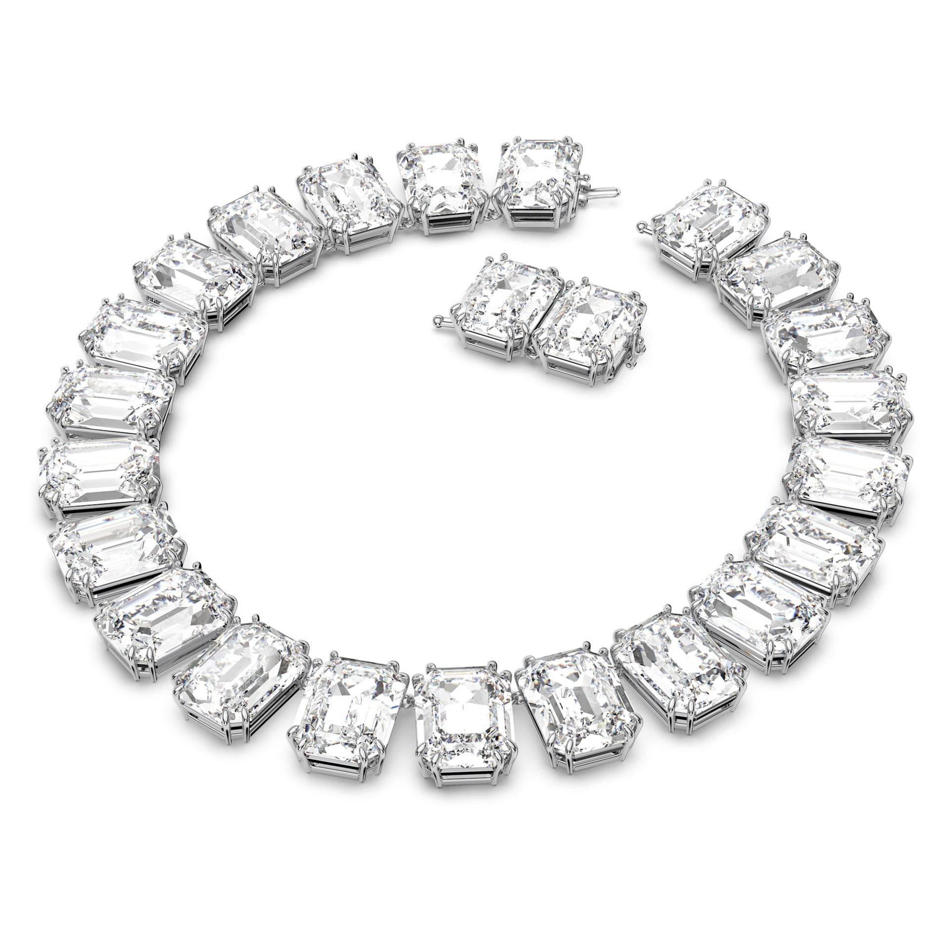 SVT008 Swarovski Millenia Silver Cube Austria Crystal Choker Necklace bracelet hoop earrings for women - ccfashionjewelry