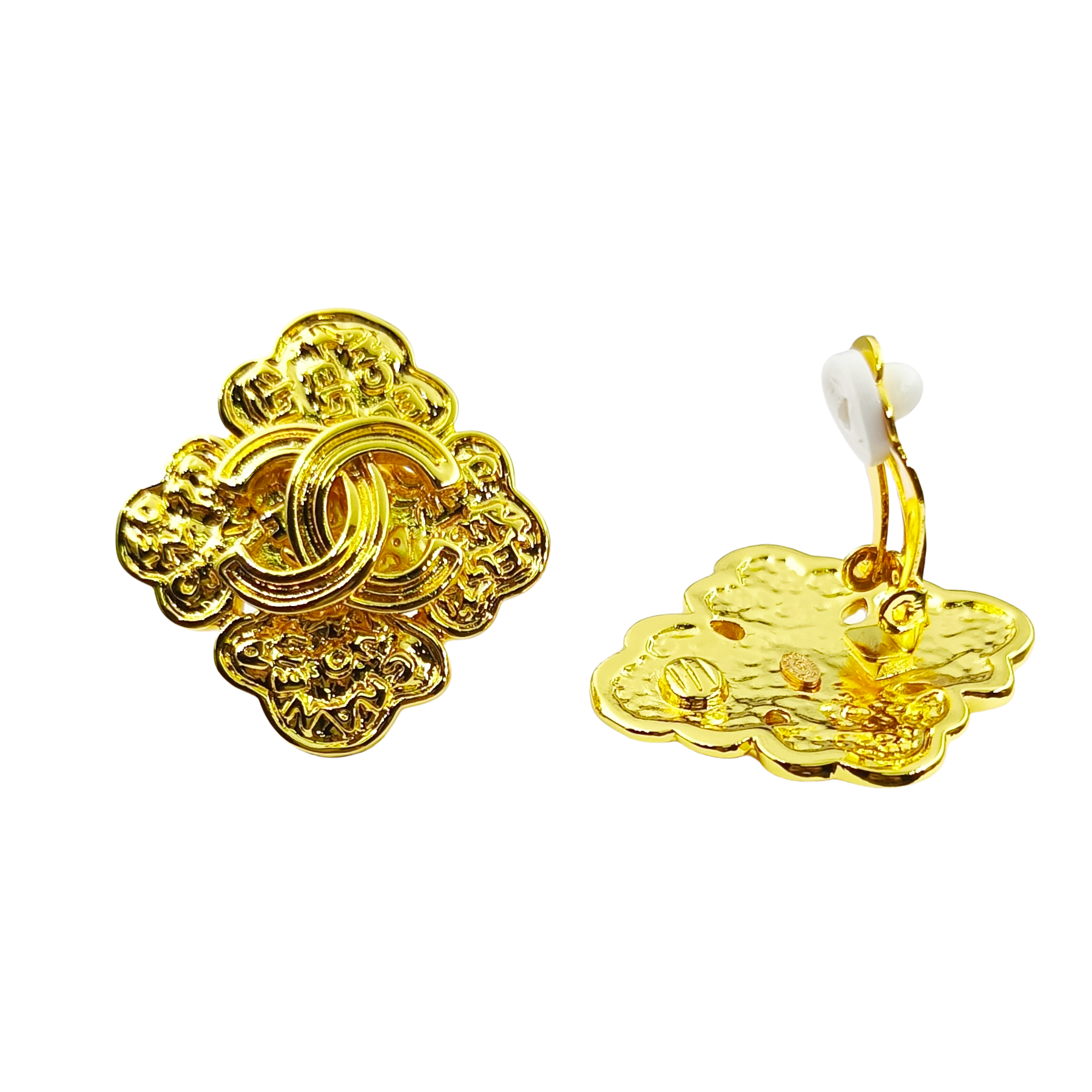 CCE437 Vintage 24k gold chanel earring clip - ccjewelryacc