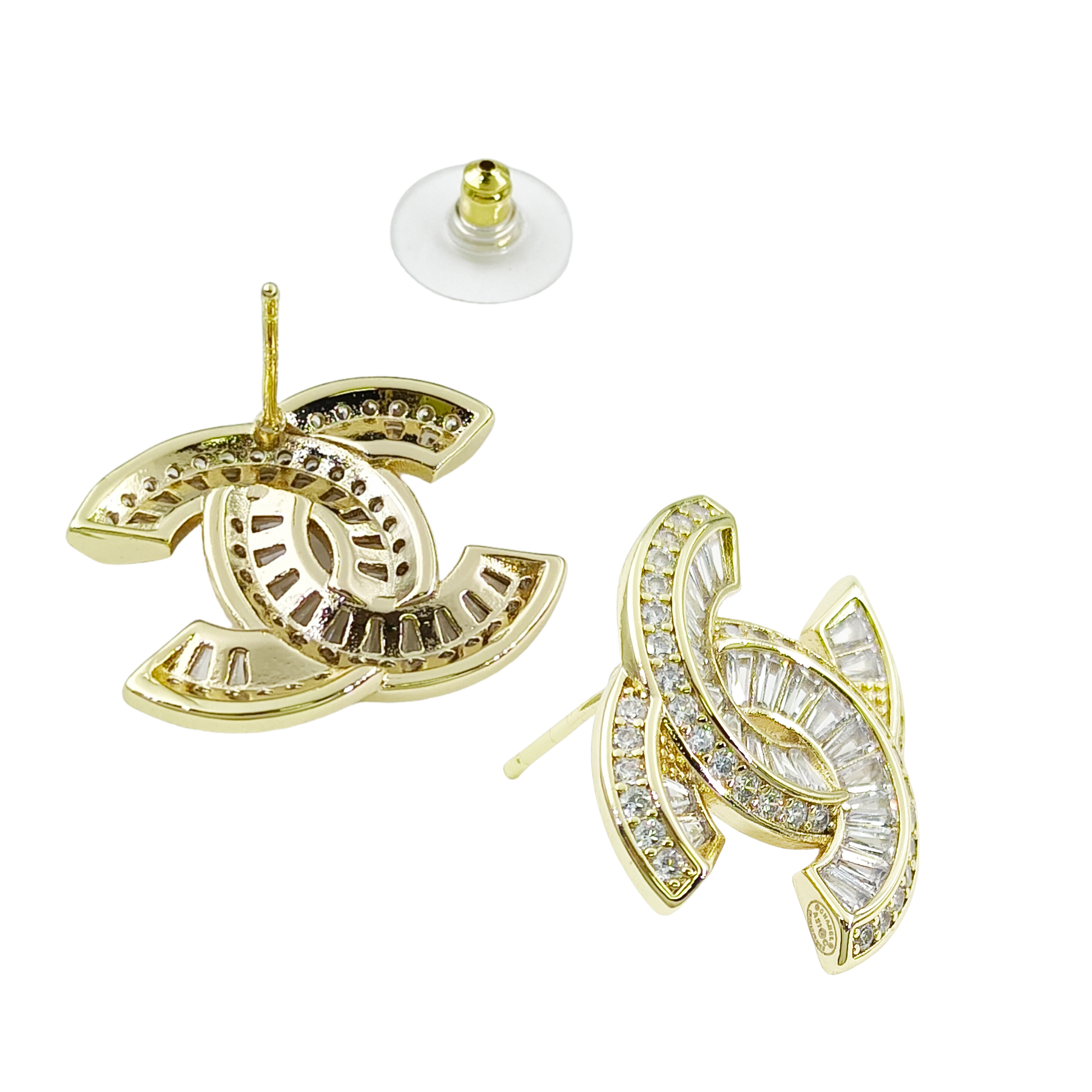 CCE261 Chanel crystal cc logo stud earrings - ccjewelryacc