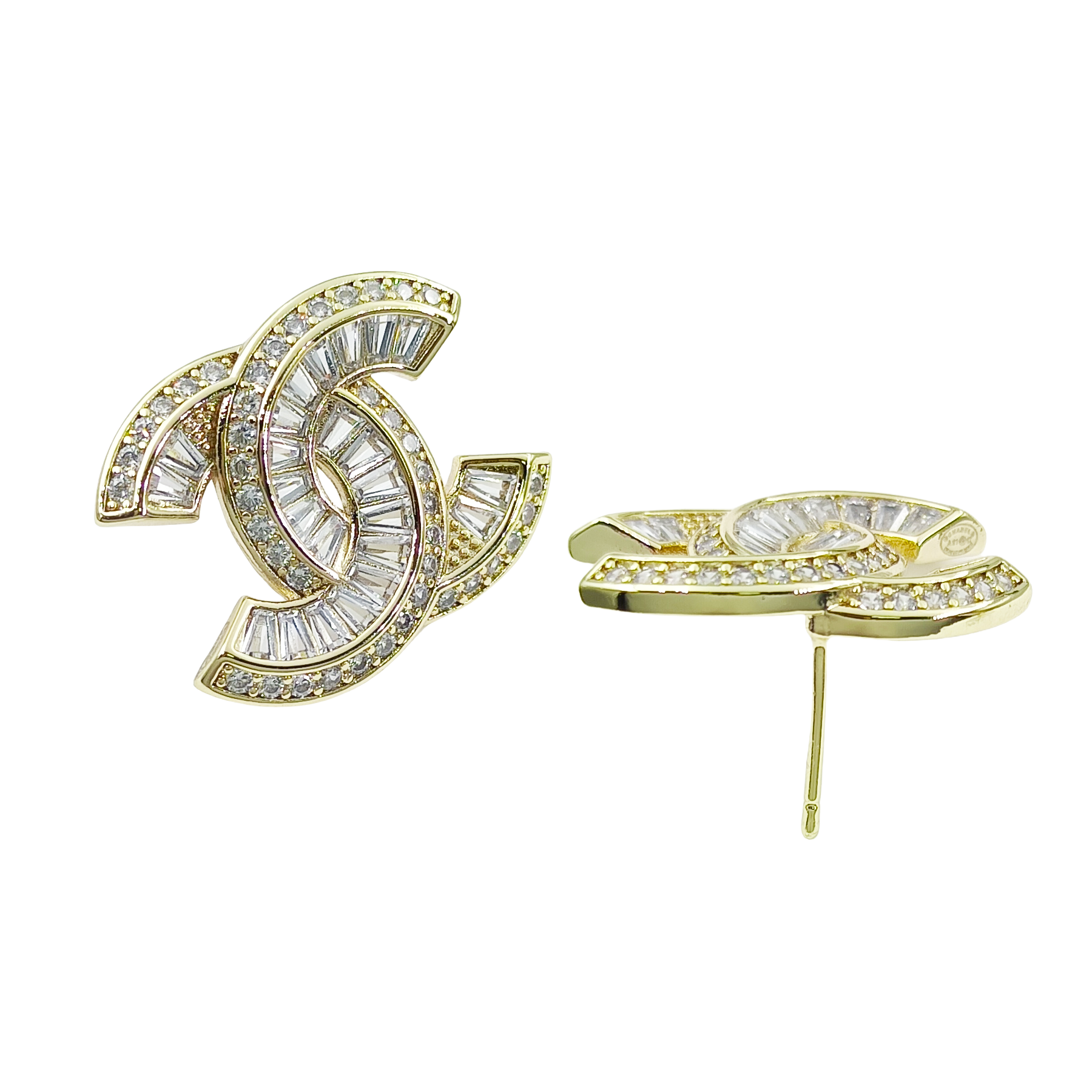 CCE261 Chanel crystal cc logo stud earrings - ccjewelryacc