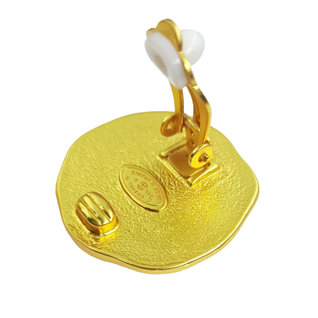 CCE352 Vintage 24k Gold chanel earing clip - ccjewelryacc