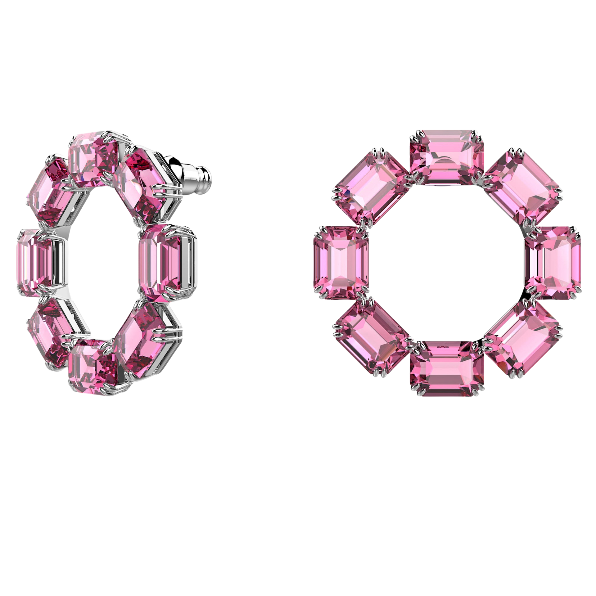SVT012 Swarovski Millenia Pink Cube Austria Crystal Choker Necklace bracelet hoop earrings for women - ccfashionjewelry
