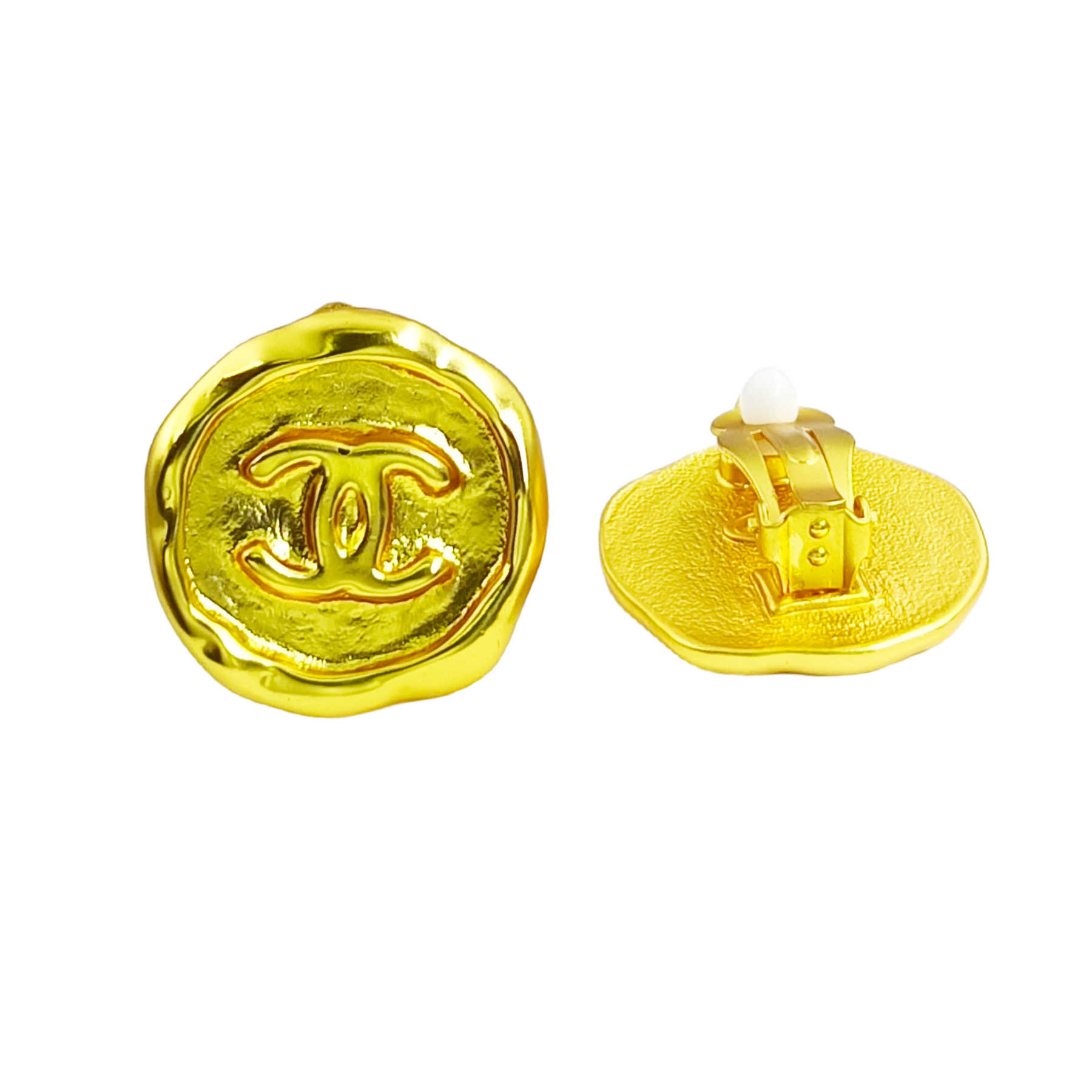CCE352 Vintage 24k Gold chanel earing clip - ccjewelryacc