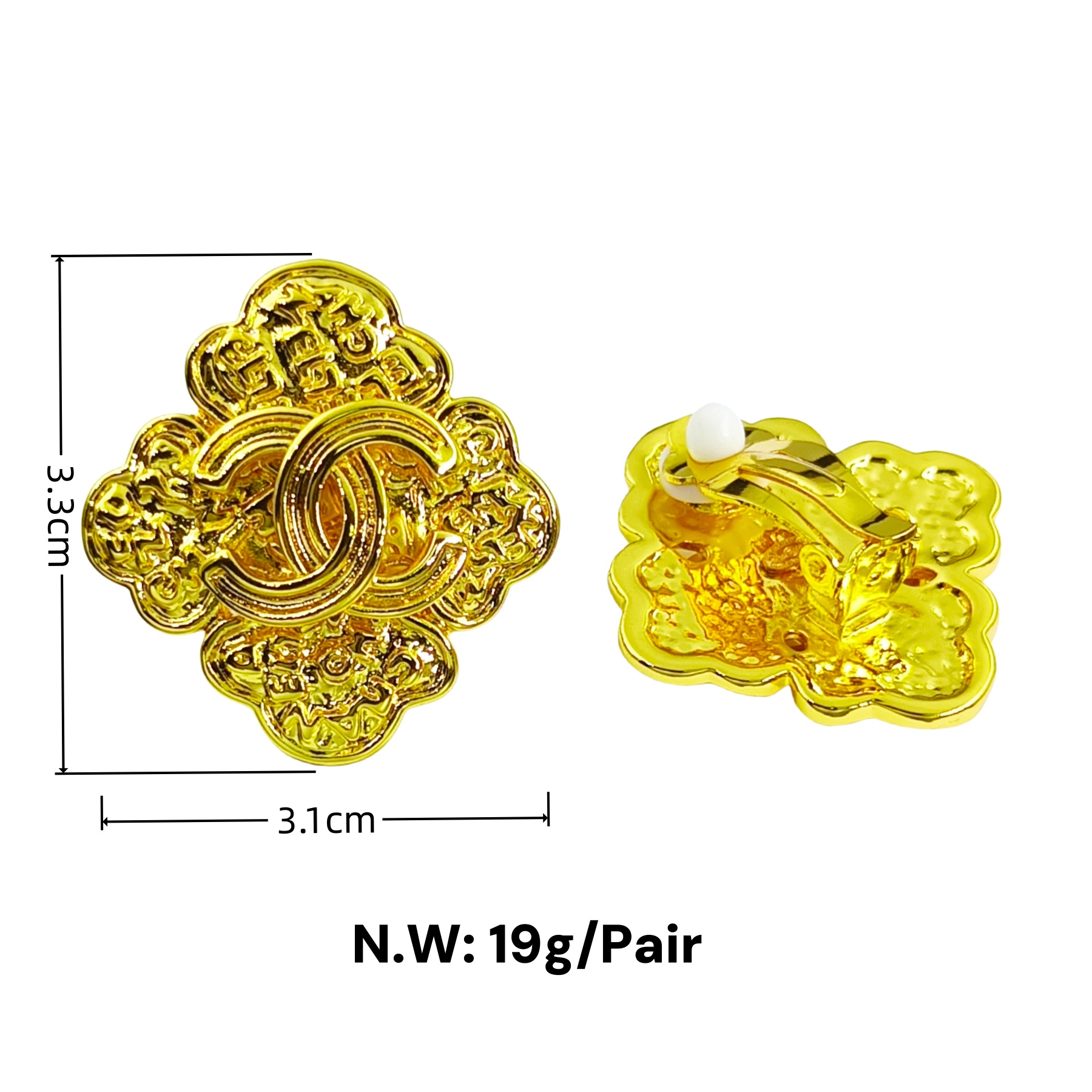CCE437 Vintage 24k gold chanel earring clip - ccjewelryacc