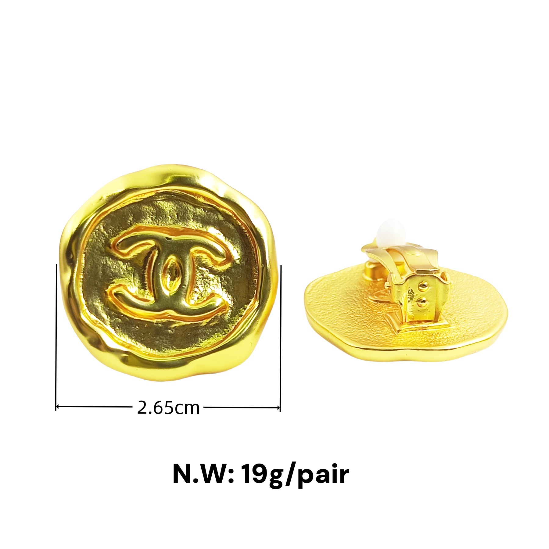 CCE352 Vintage 24k Gold chanel earing clip - ccjewelryacc