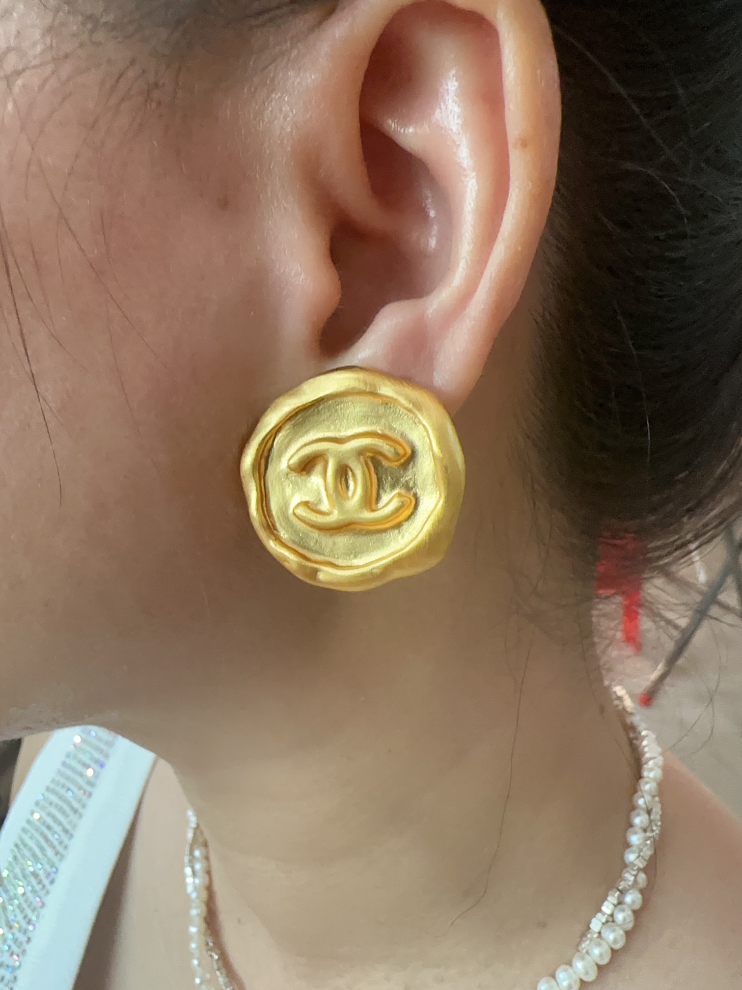 CCE352 Vintage 24k Gold chanel earing clip - ccjewelryacc